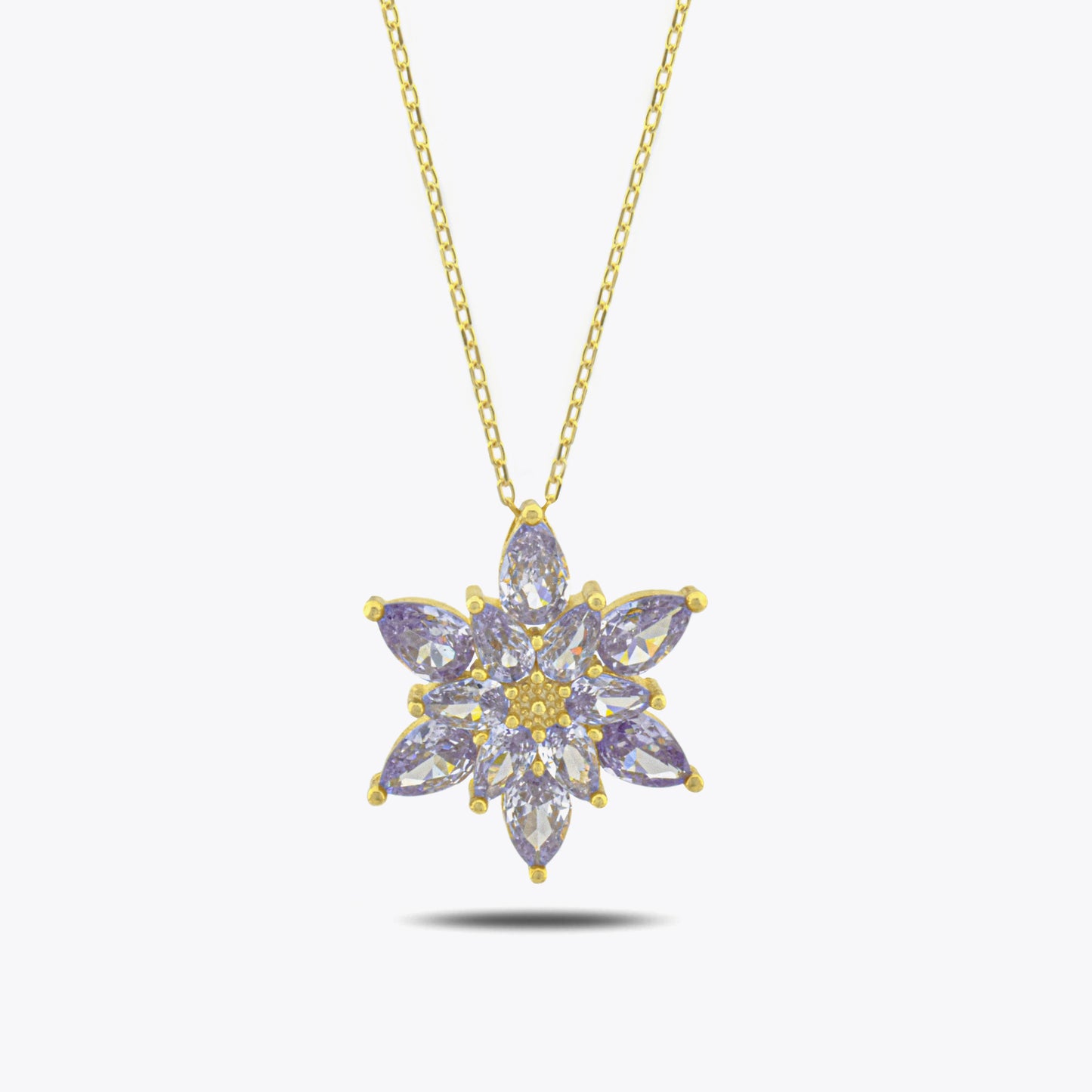 Paarse Zirkonia Lotus Bloem Zilveren Hanger