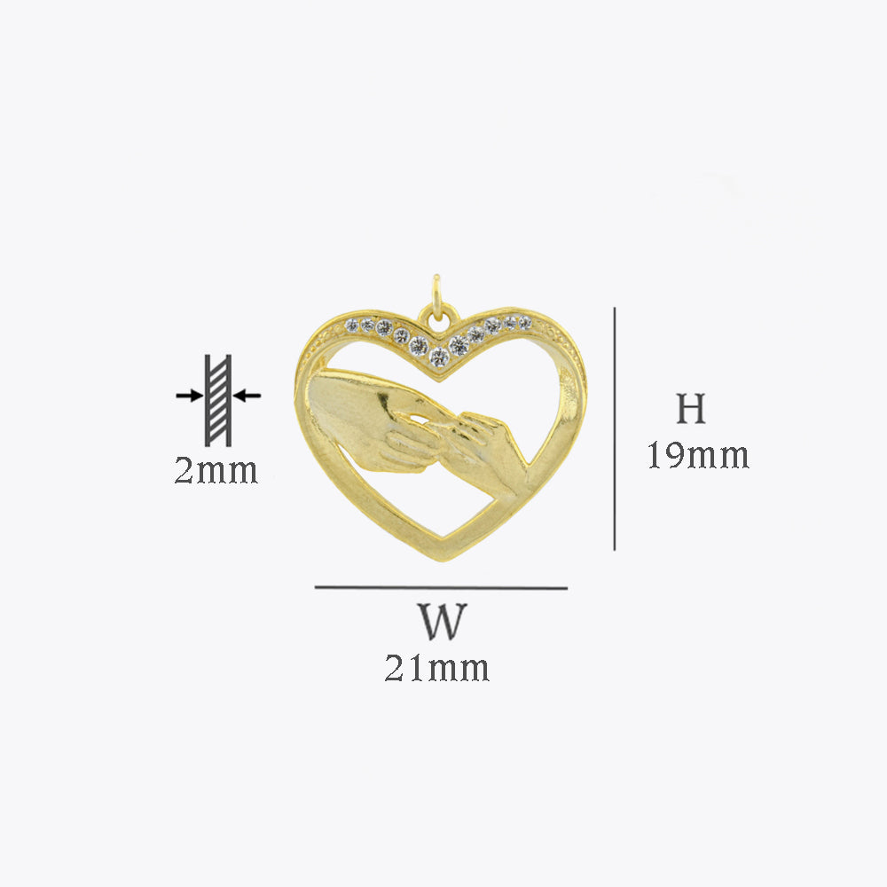Moeder en Kind Zilveren Hand -Hart Ketting