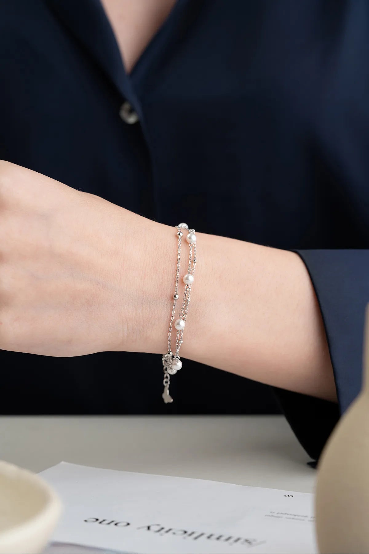 Bracelet perlé de 925 argent sterling - par Lydian