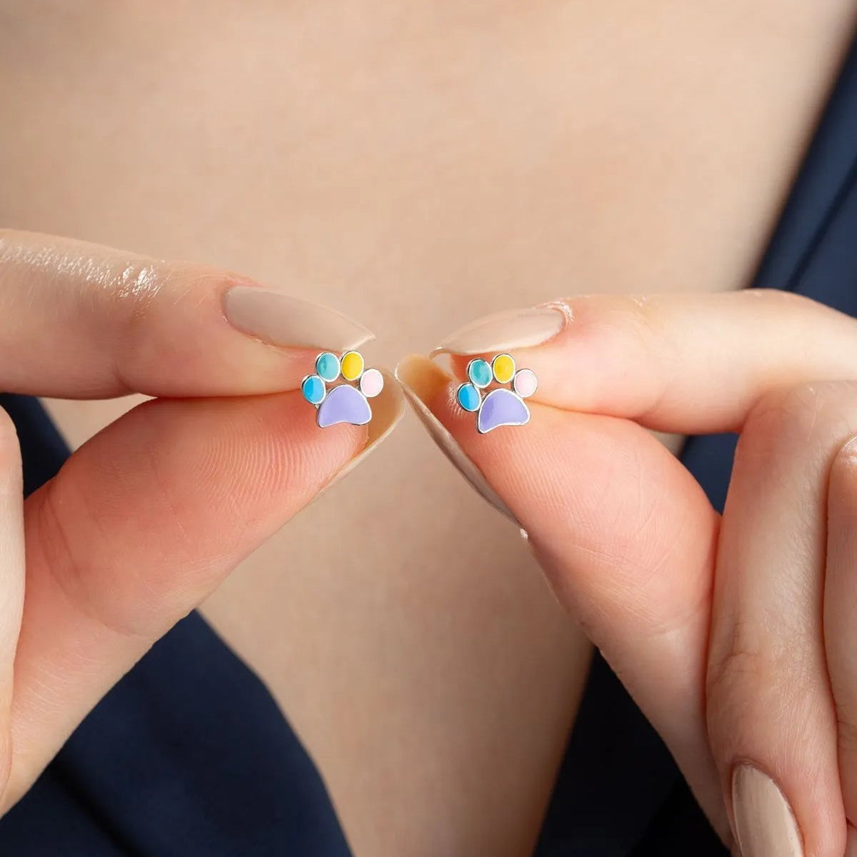 Boucles d'oreilles de patte heureuses - 925 argent