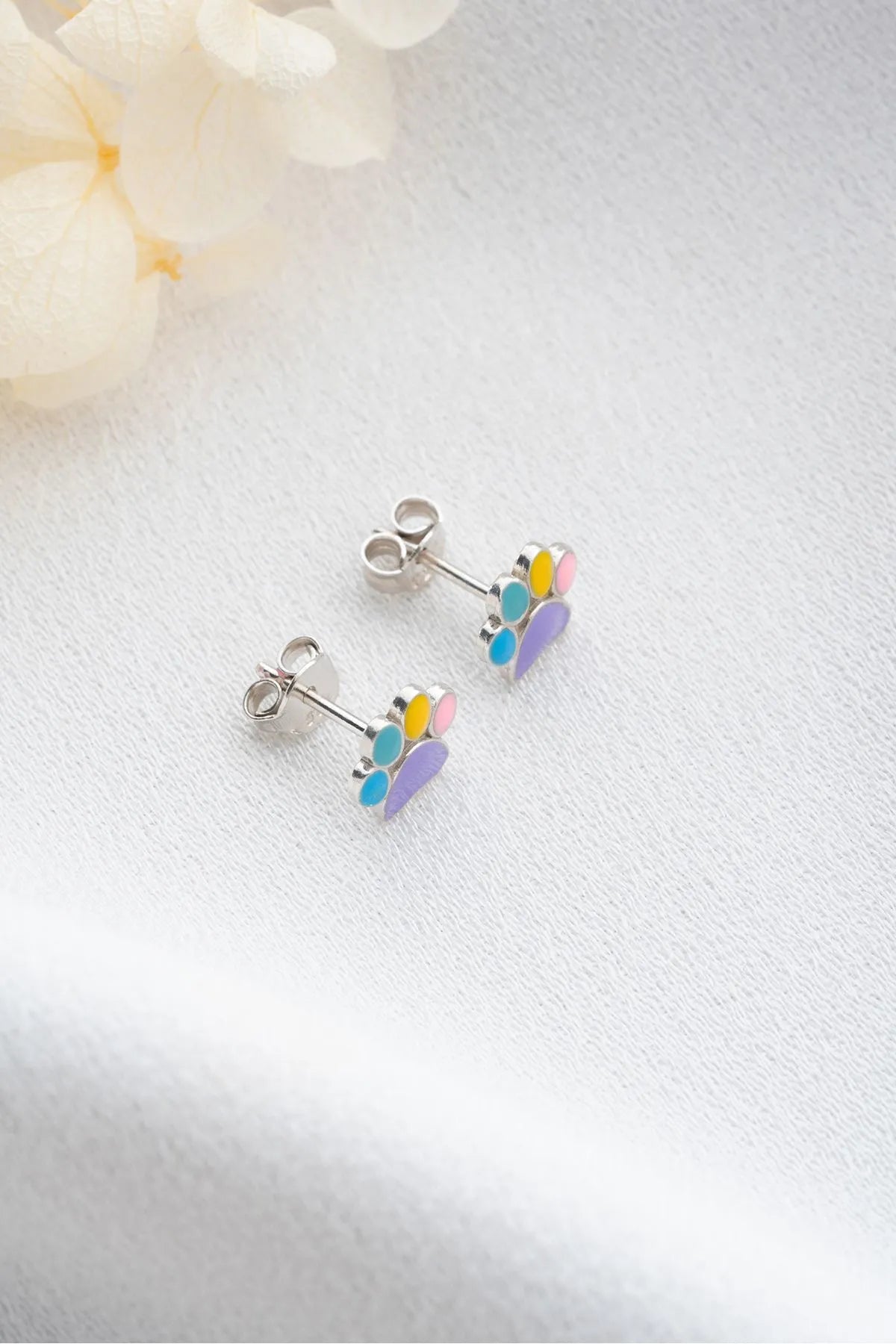 Boucles d'oreilles de patte heureuses - 925 argent