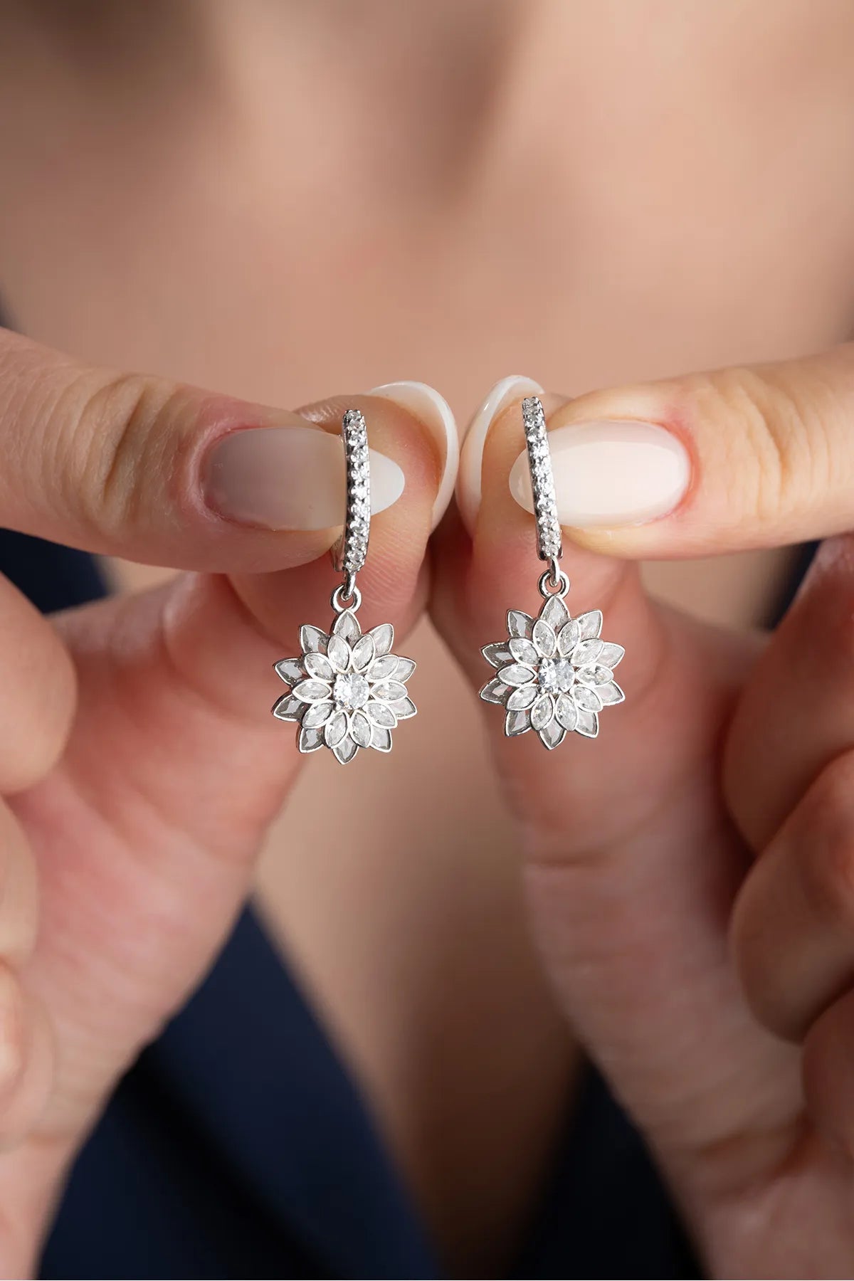 Boucles d'oreilles Lotus Elegance - 925 Silver & Zirconia