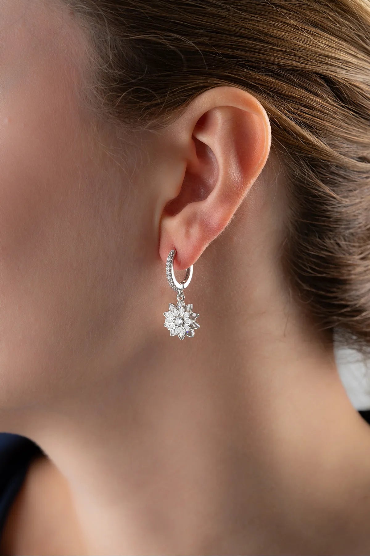 Boucles d'oreilles Lotus Elegance - 925 Silver & Zirconia