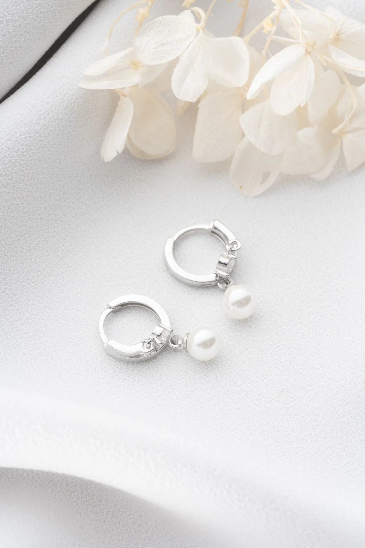 Boucles d'oreilles duo de perles - 925 Silver & Zirconia