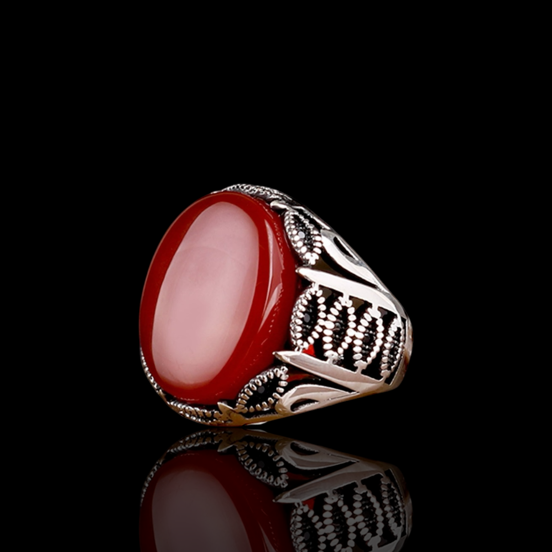 Bague pour homme en argent avec pierre d'agate