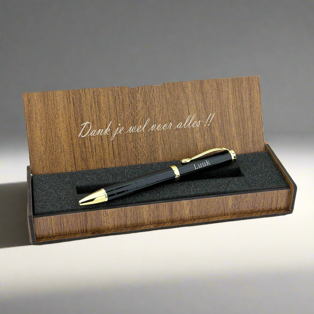 Pen personnalisée - Ensemble d'écriture avec boîte en bois gravée PLP1214 -T