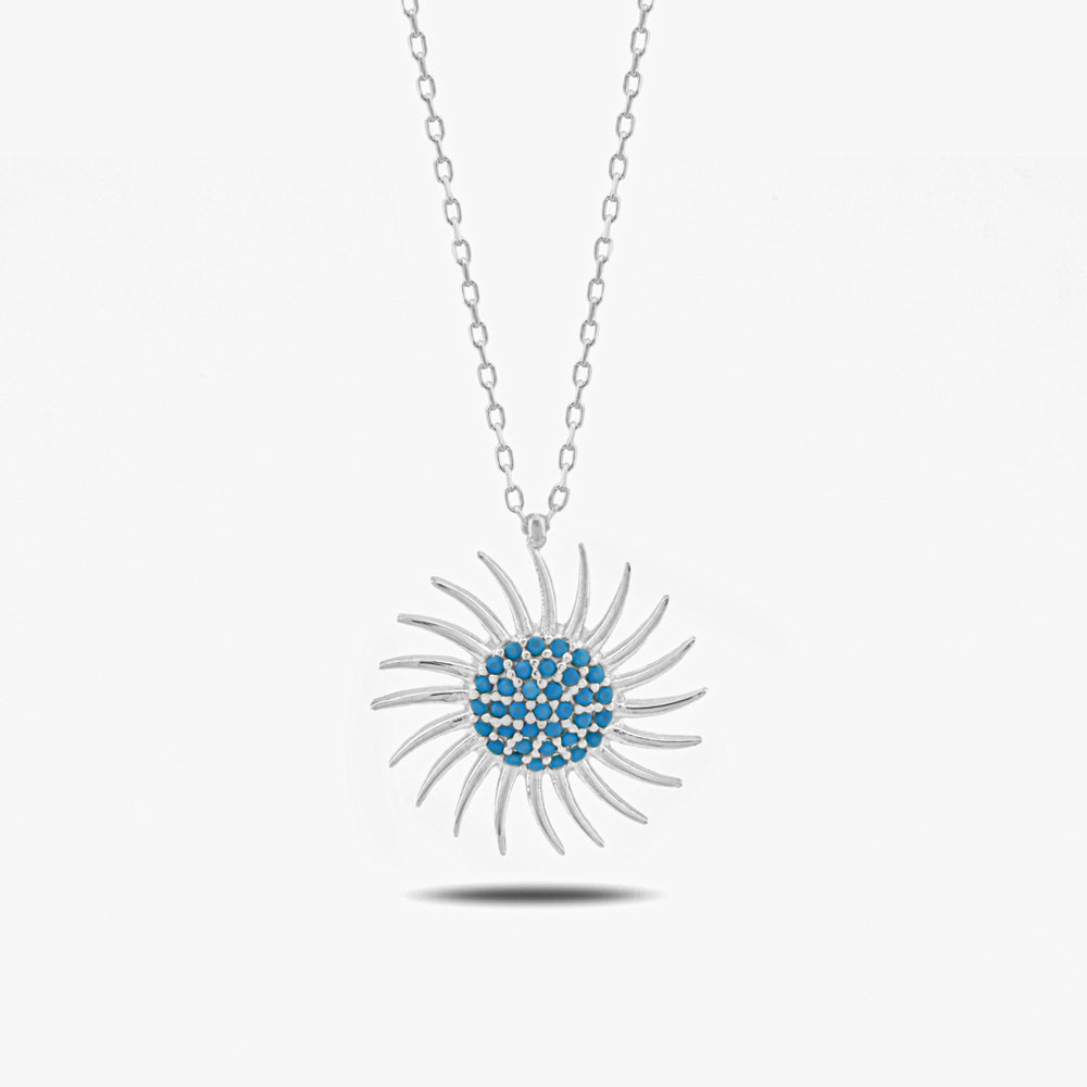 Collier en argent du soleil en pierre turquoise
