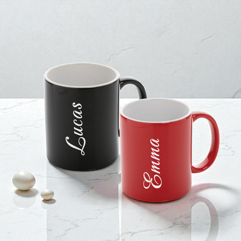Tasse rouge et noire personnalisée pour les couples
