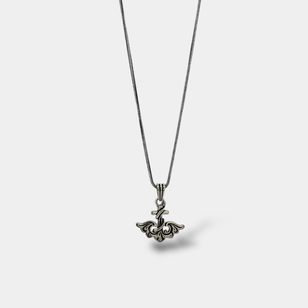 Collier pour homme en argent sterling 925 avec aile de dragon