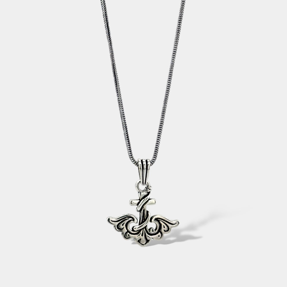 Collier pour homme en argent sterling 925 avec aile de dragon