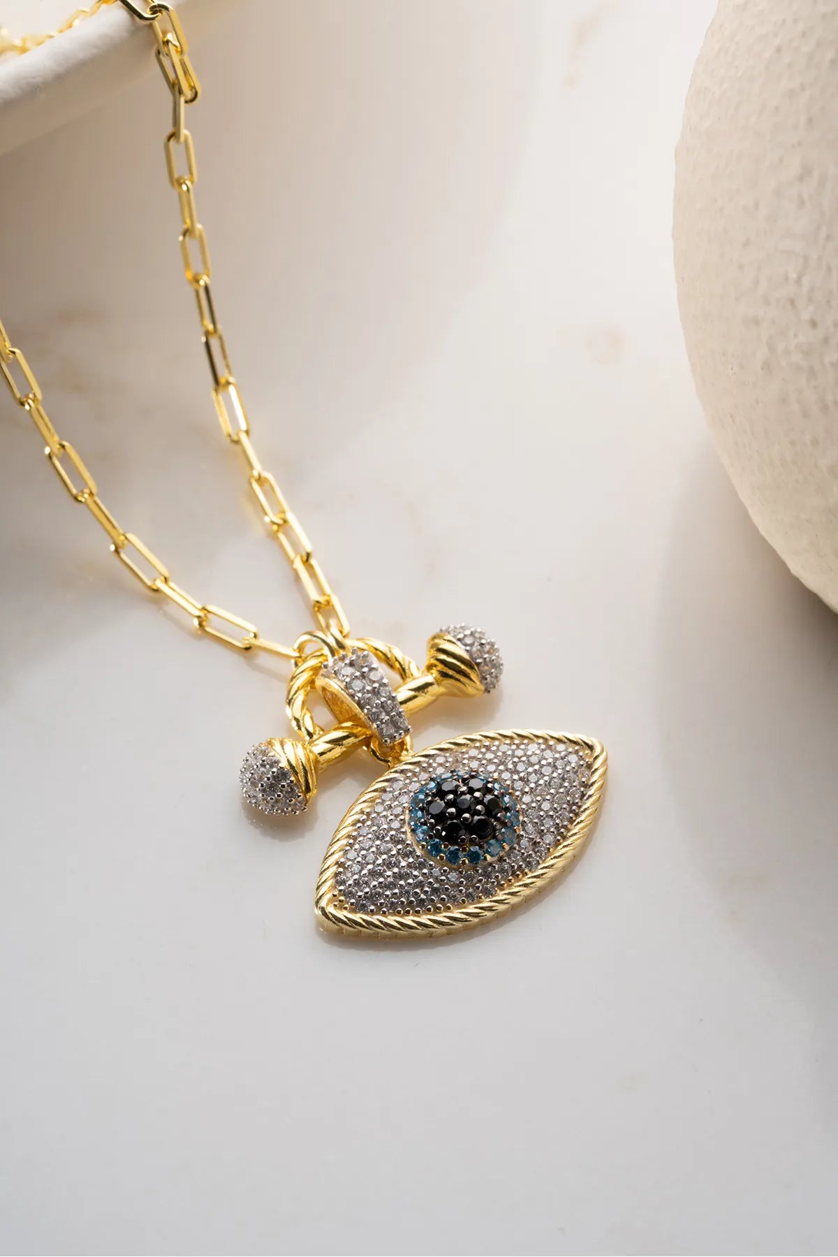 Blue Aura Boze Oog Ketting – 925 Zilver