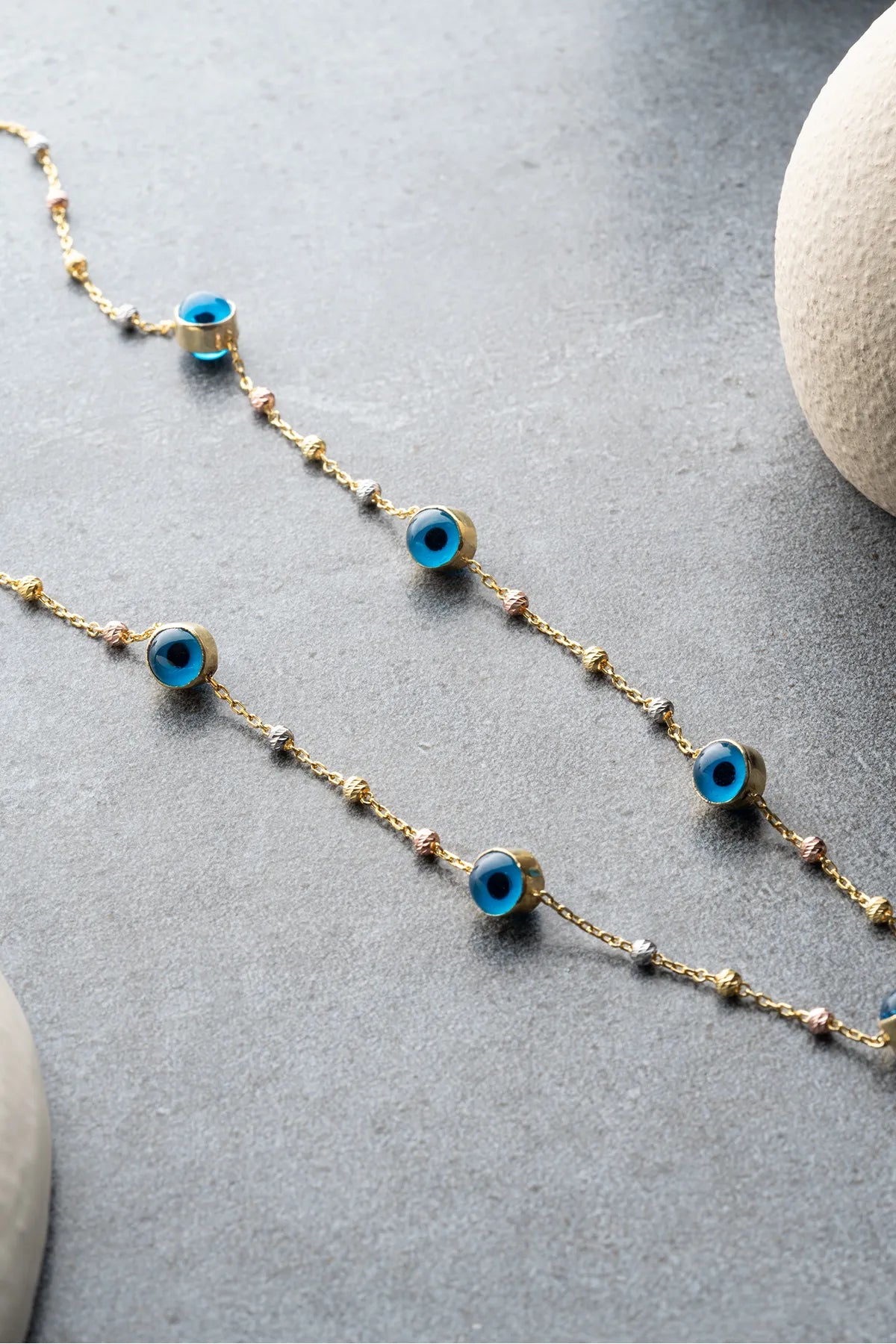 Boze Oog Kralen Ketting – 925 Zilver – Blue Aura