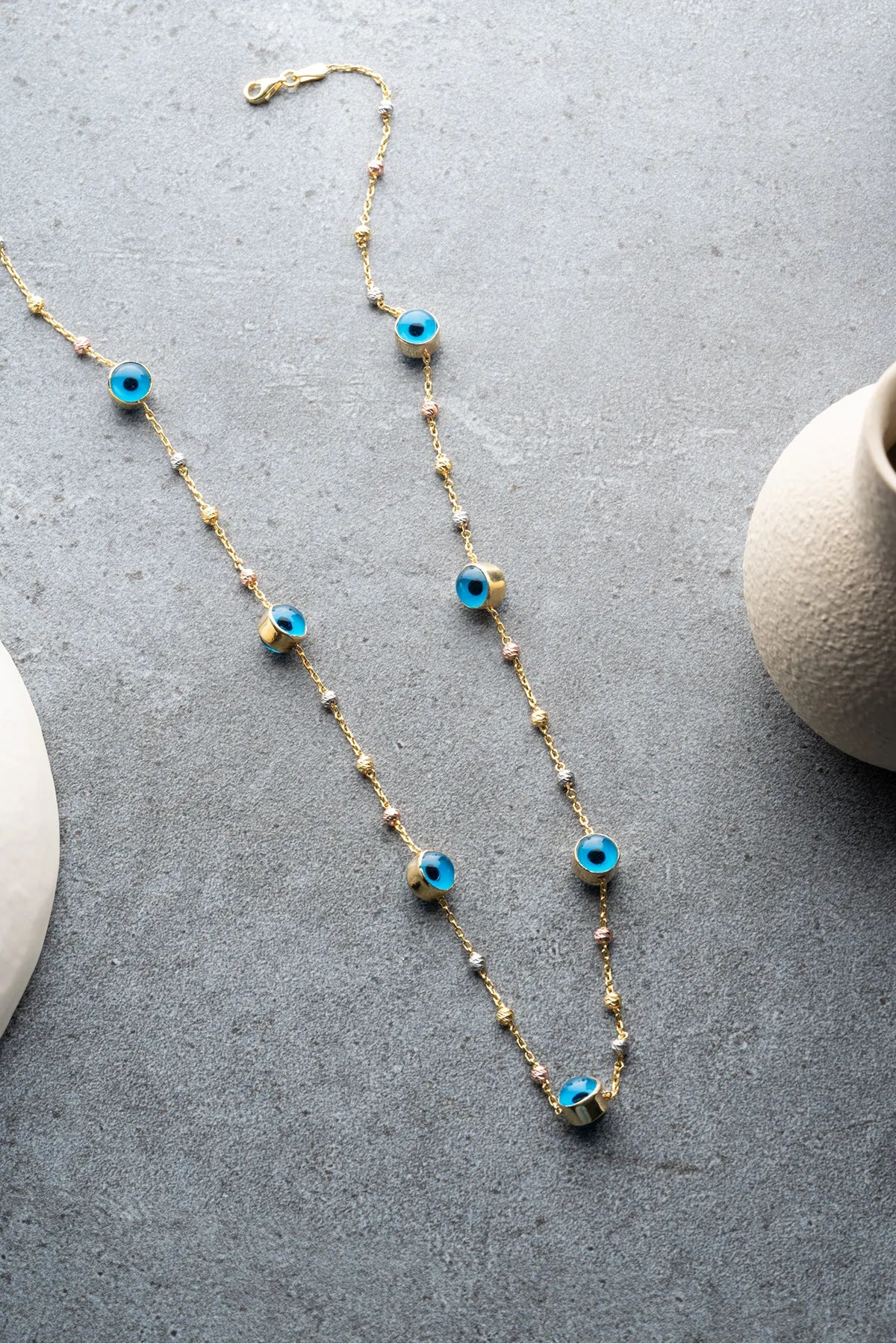 Boze Oog Kralen Ketting – 925 Zilver – Blue Aura