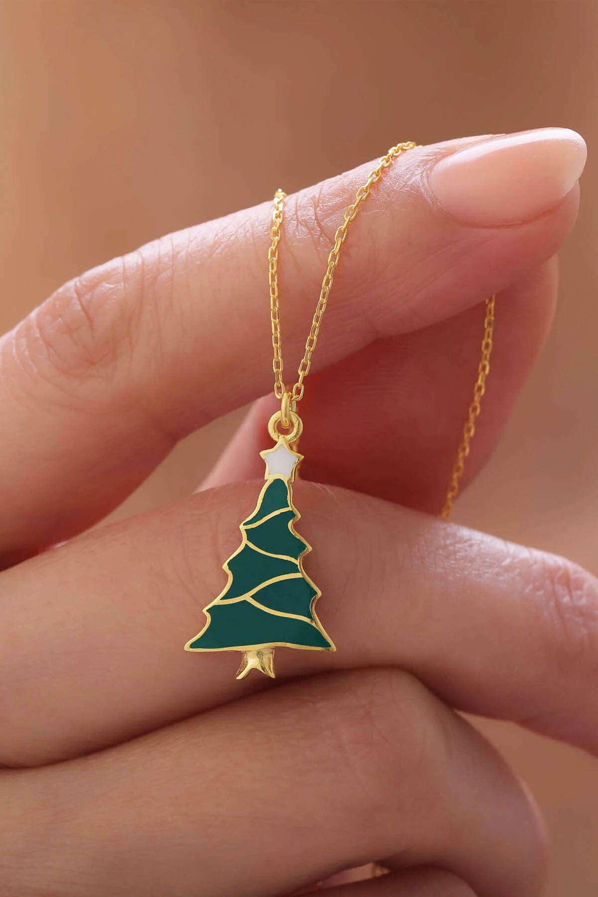 Collier pendentif arbre de Noël en argent sterling 925
