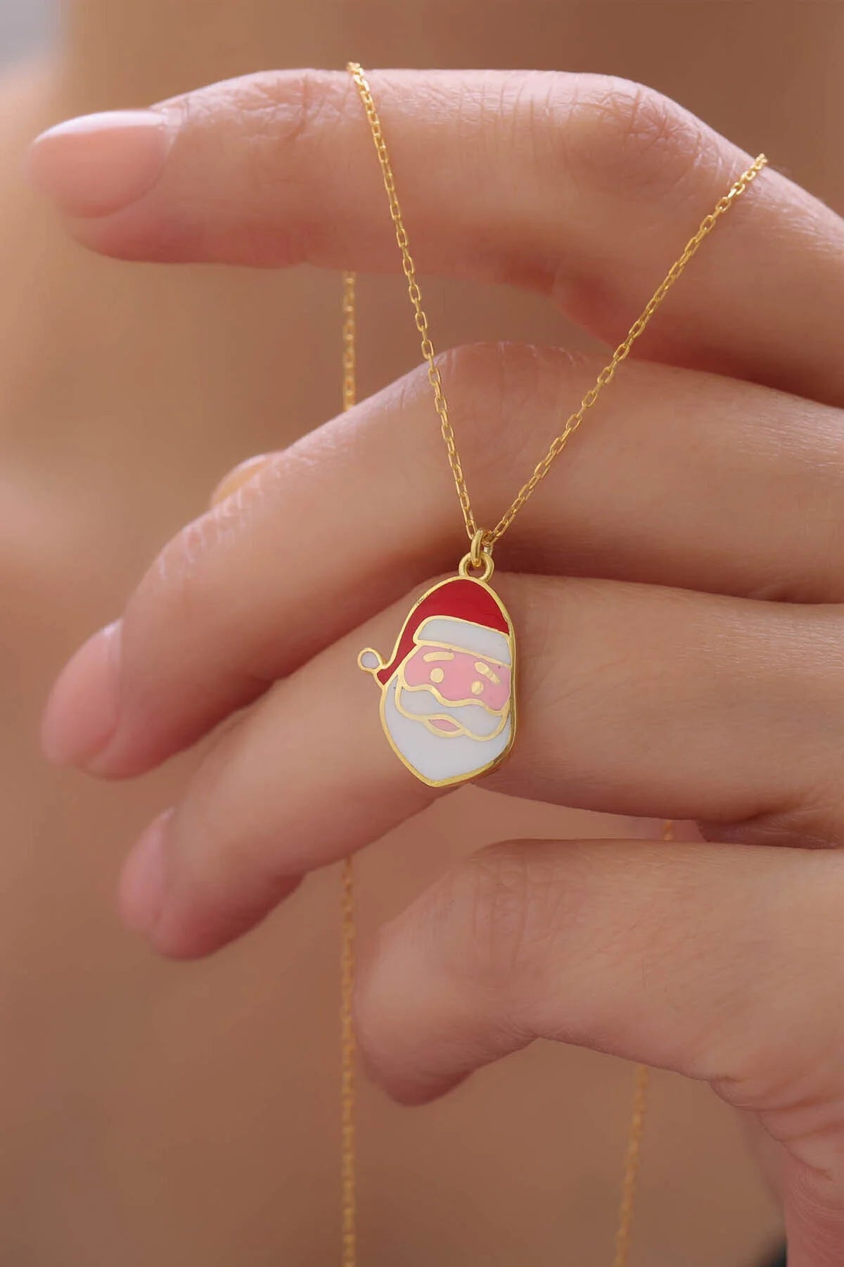 Collier pendentif Père Noël en argent sterling 925