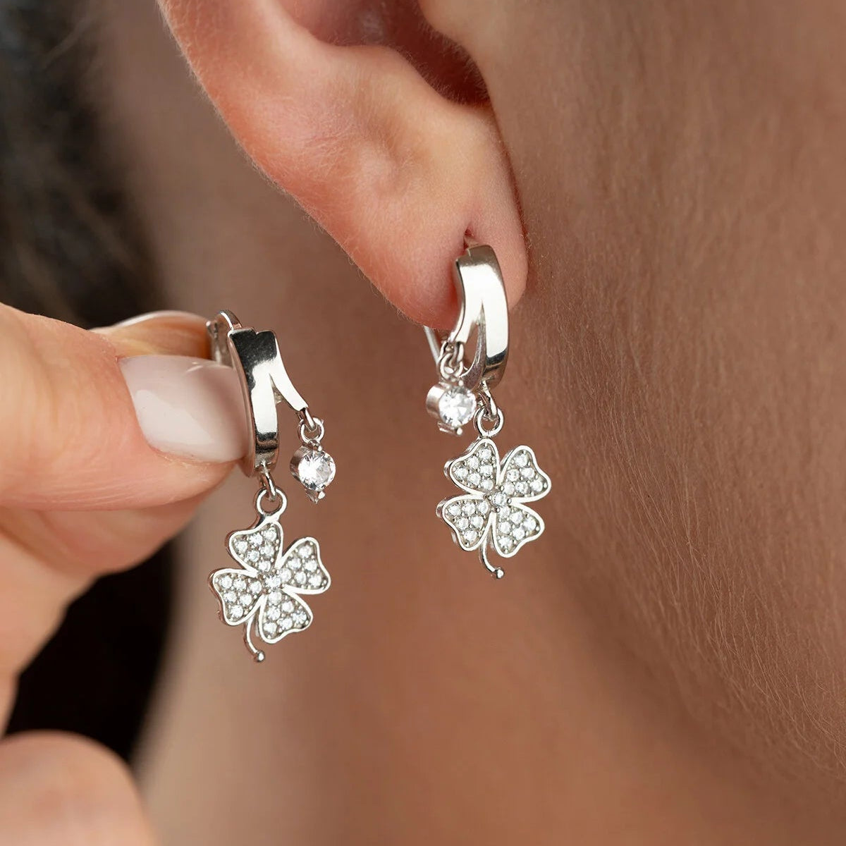 Boucles d’oreilles Trèfle à Quatre Feuilles – Argent 925