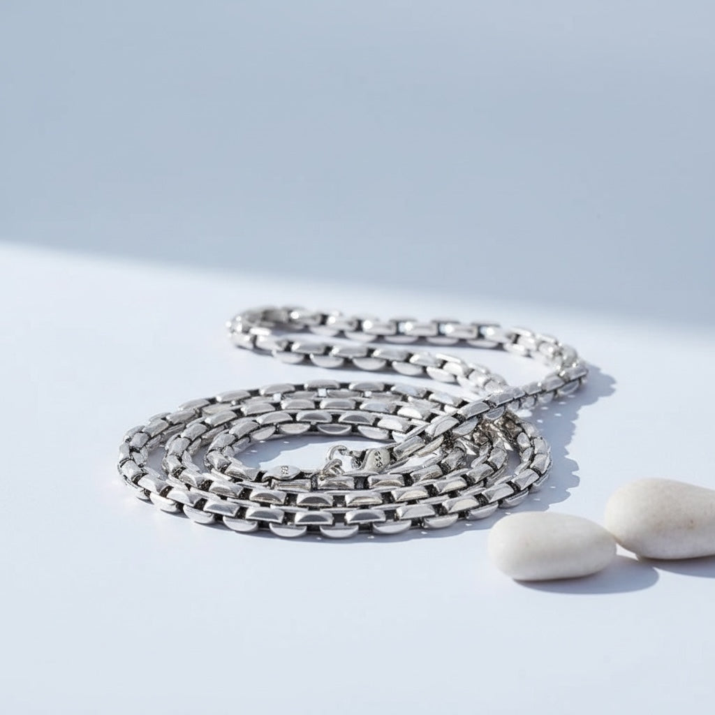 Chaîne corde pour homme en argent sterling 925 – 63 cm