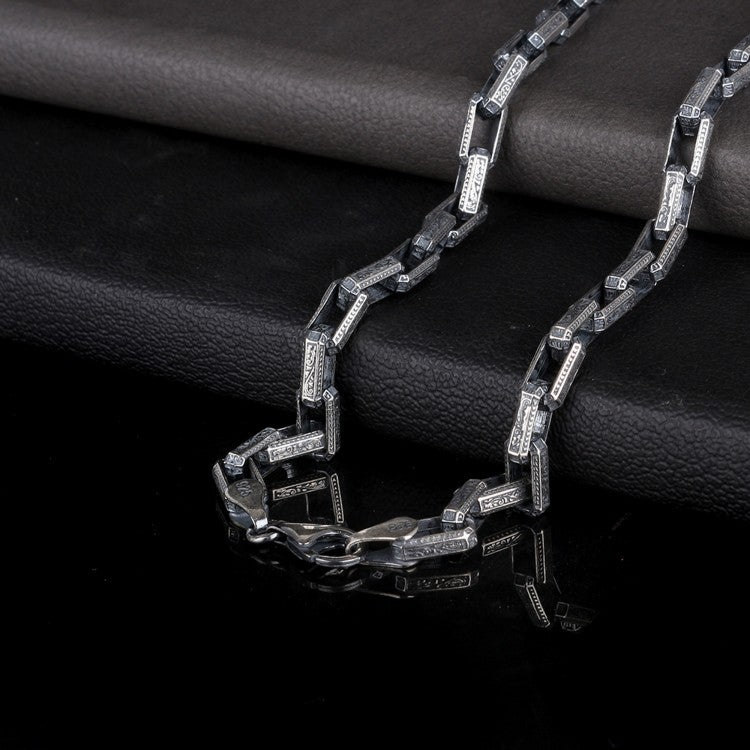 Collier corde pour homme oxydé en argent sterling 925