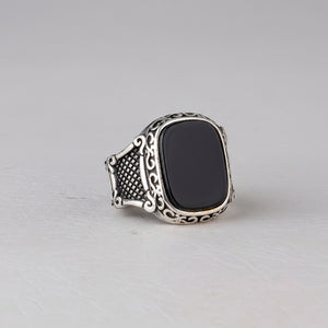 Herenring van 925 Zilver met Onyx Steen