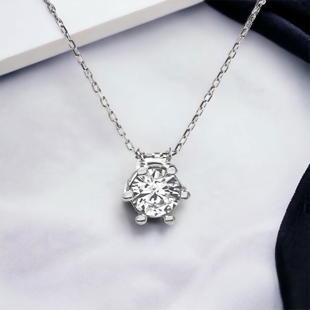 Pendentif collier solitaire en argent
