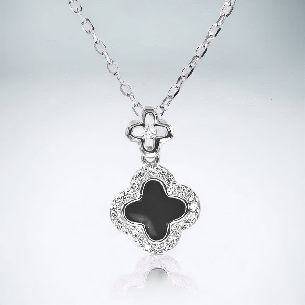 Collier en argent sterling 925 avec trèfle