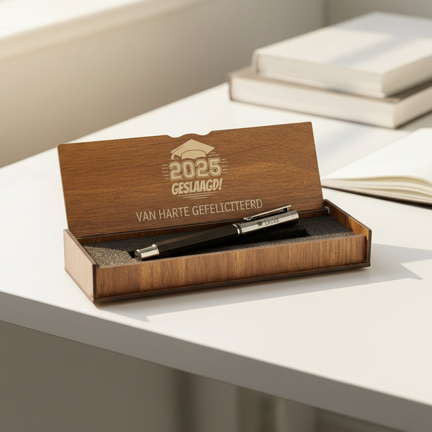 Ensemble de stylo de luxe personnalisé - Boîte en bois gravée - cadeau réussi