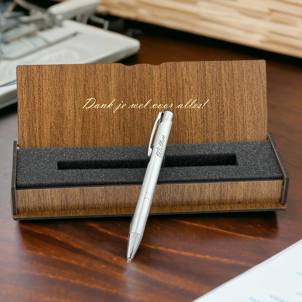 Stylo à bille personnalisé - Ensemble d'écriture avec boîte en bois gravée D1