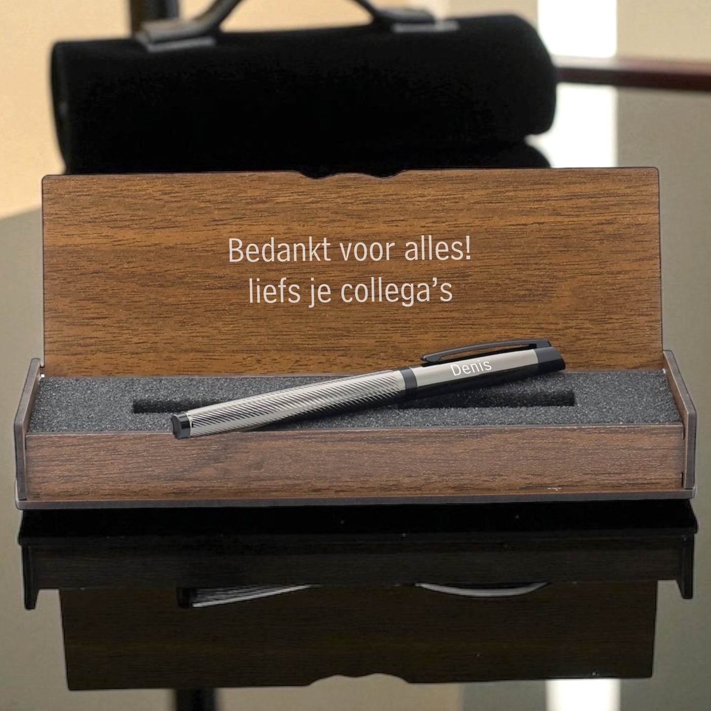 Ensemble de stylos personnalisés - Ensemble d'écriture avec boîte en bois gravée BLP22670