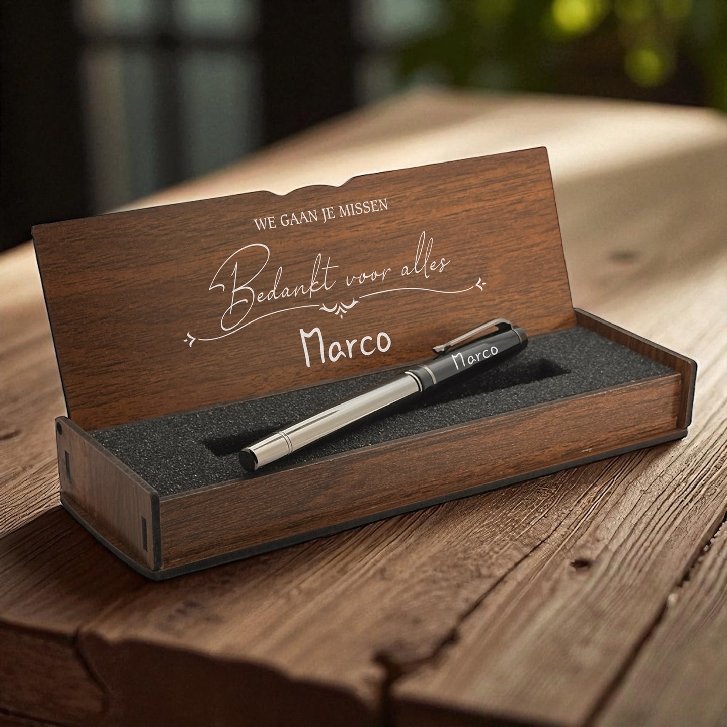Ensemble de stylos personnalisés - Ensemble d'écriture avec boîte en bois gravée BLPI2021