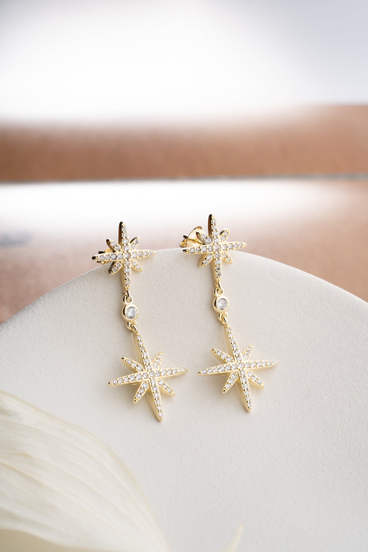 STELLLALUX 925 - boucles d'oreilles en zircone doré