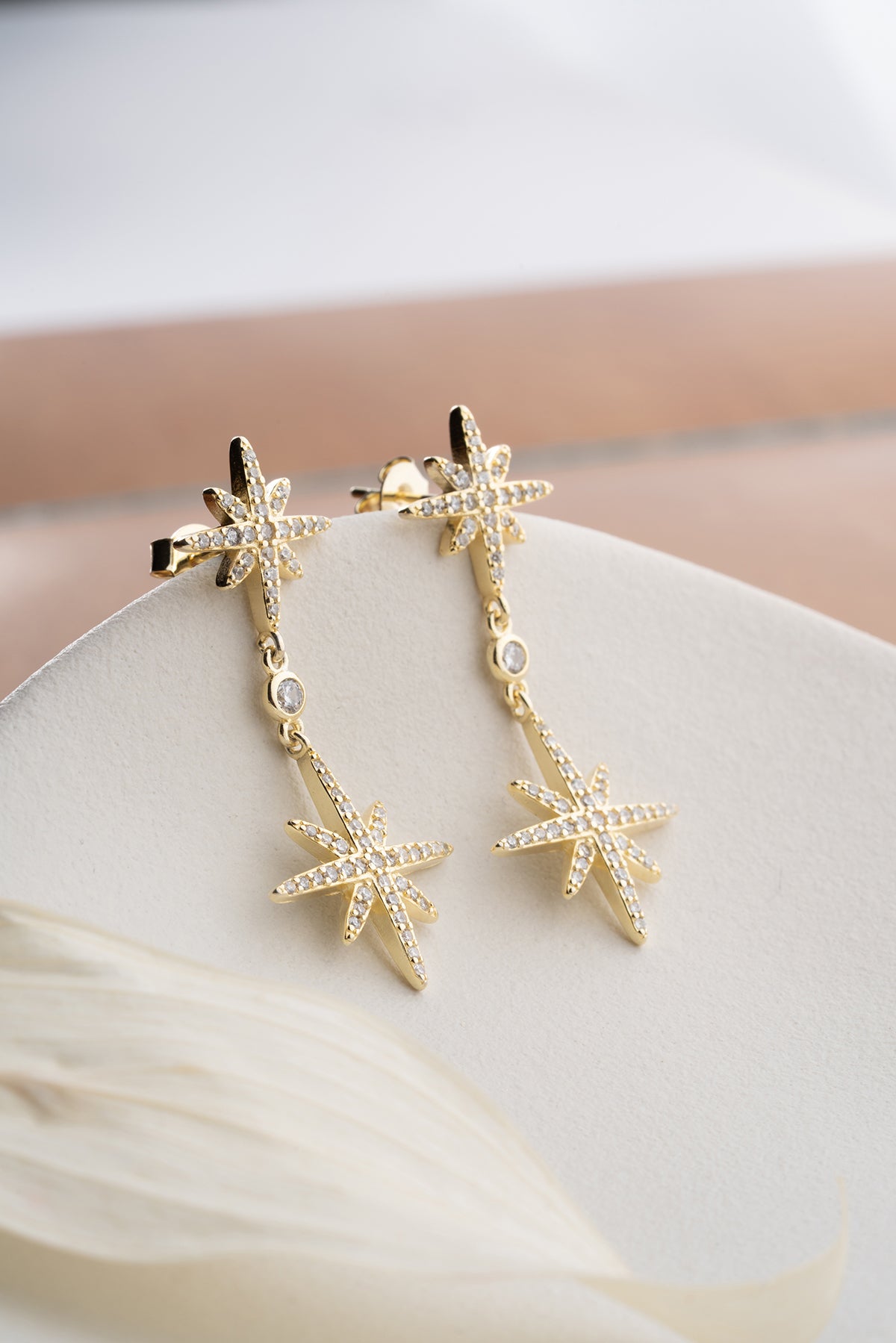 STELLLALUX 925 - boucles d'oreilles en zircone doré