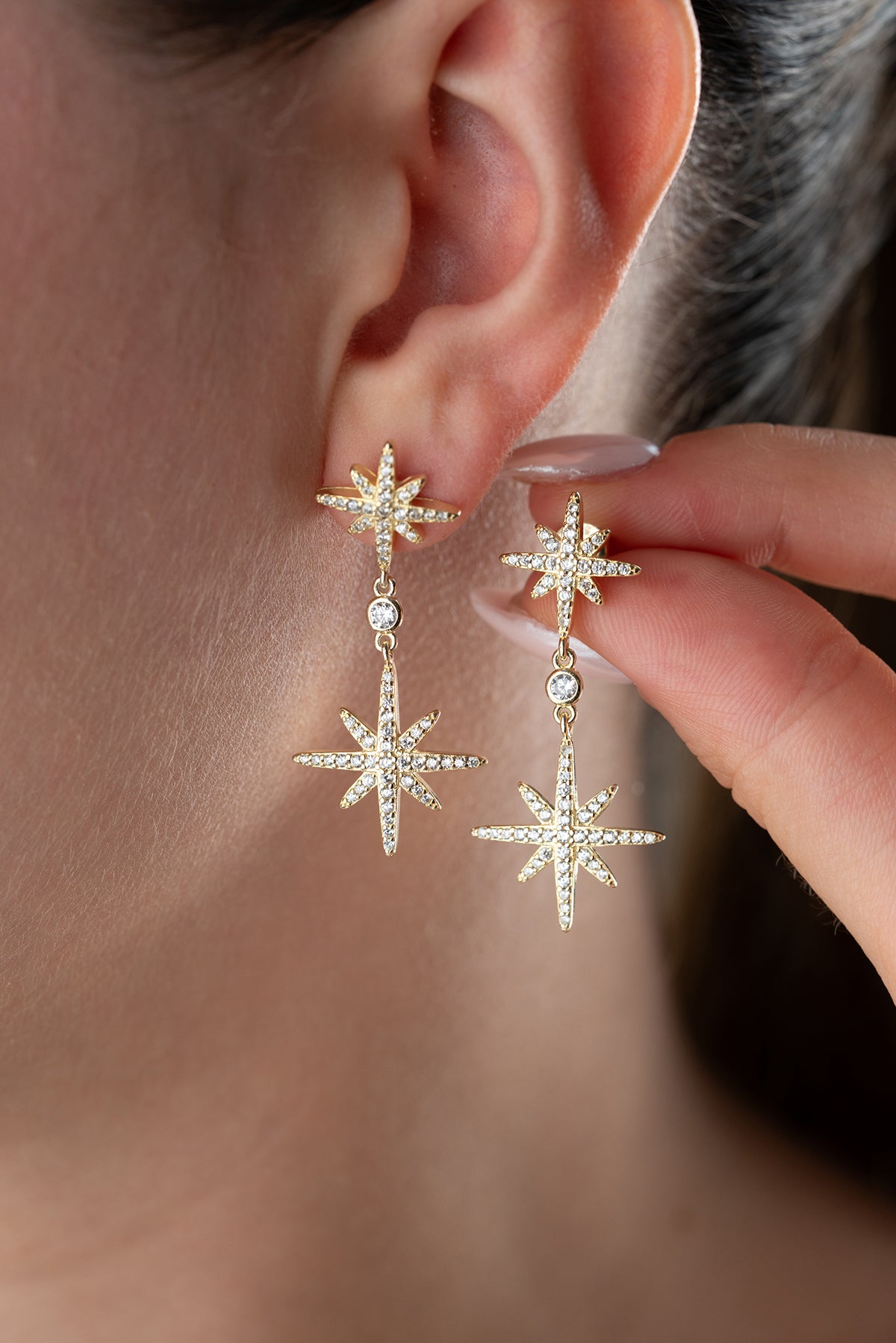 STELLLALUX 925 - boucles d'oreilles en zircone doré