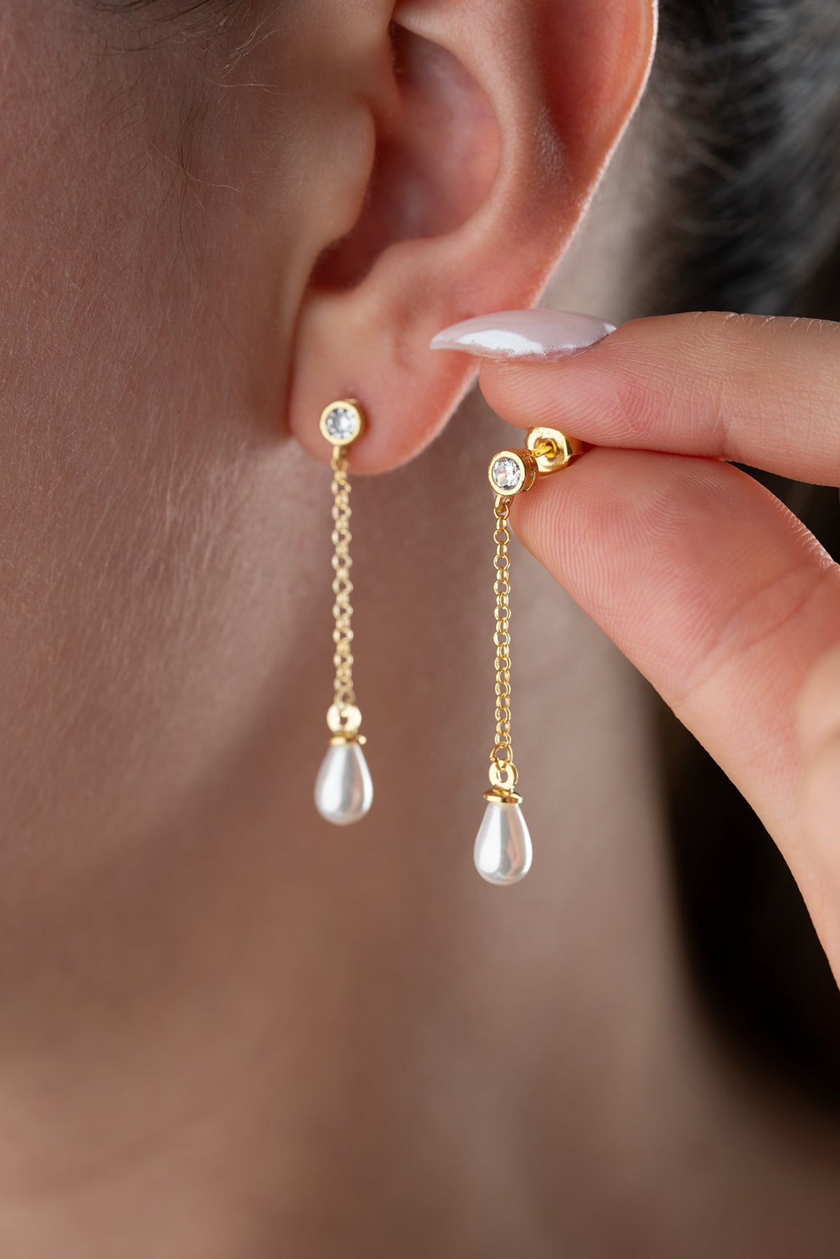Gemme - boucle d'oreille en argent avec goutte