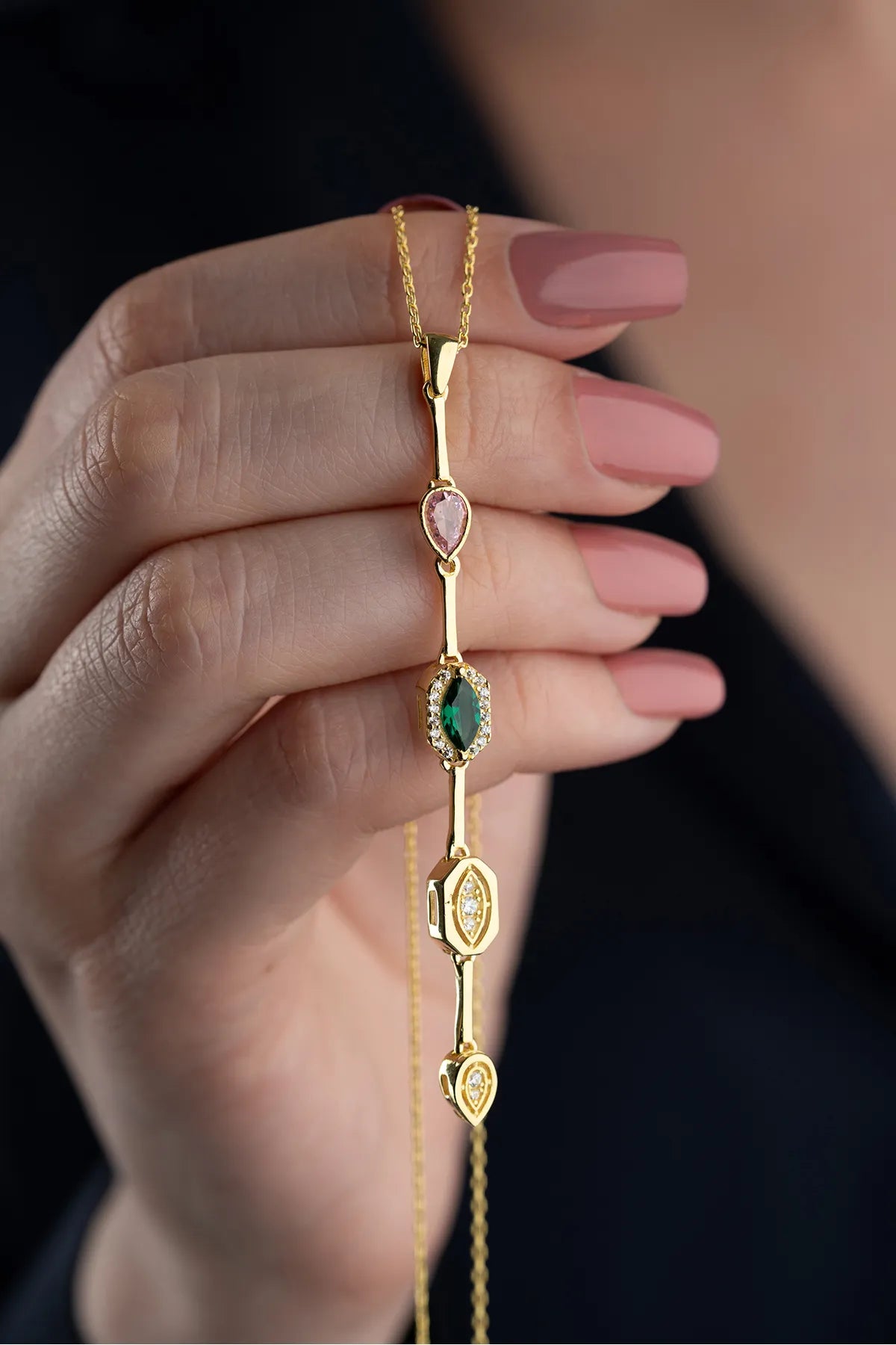 Collier Serenay de 925 argent avec des pierres colorées