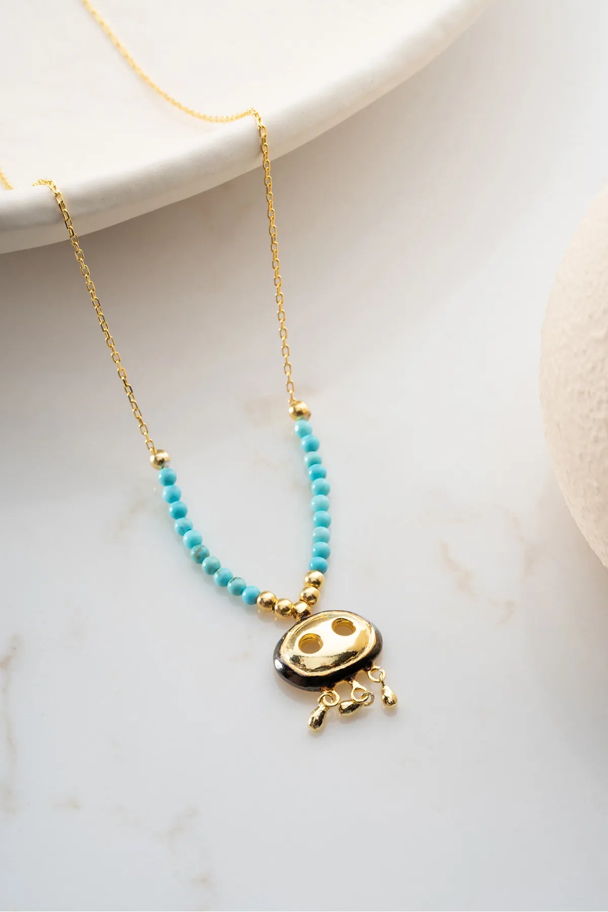 925 Sterling Zilveren Ketting met Syrisch Oog en Kralen