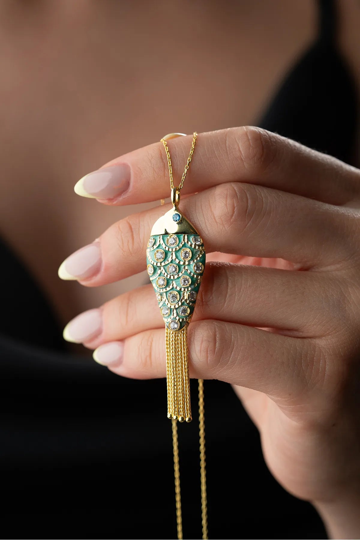 925 Collier en argent sterling avec poisson et fracture de la chaîne