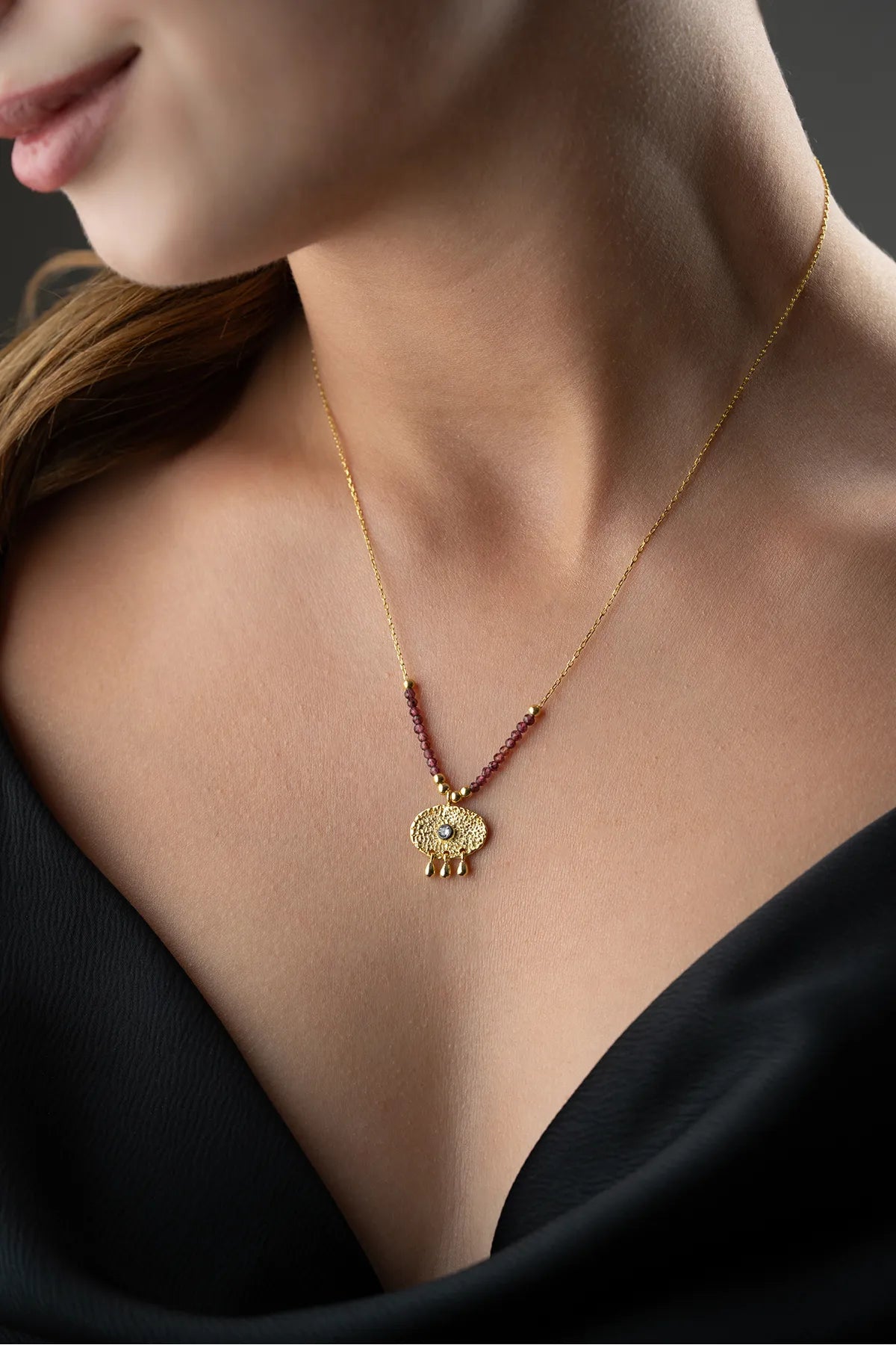 925 Sterling Zilveren Syrisch Oog Ketting met Kralen