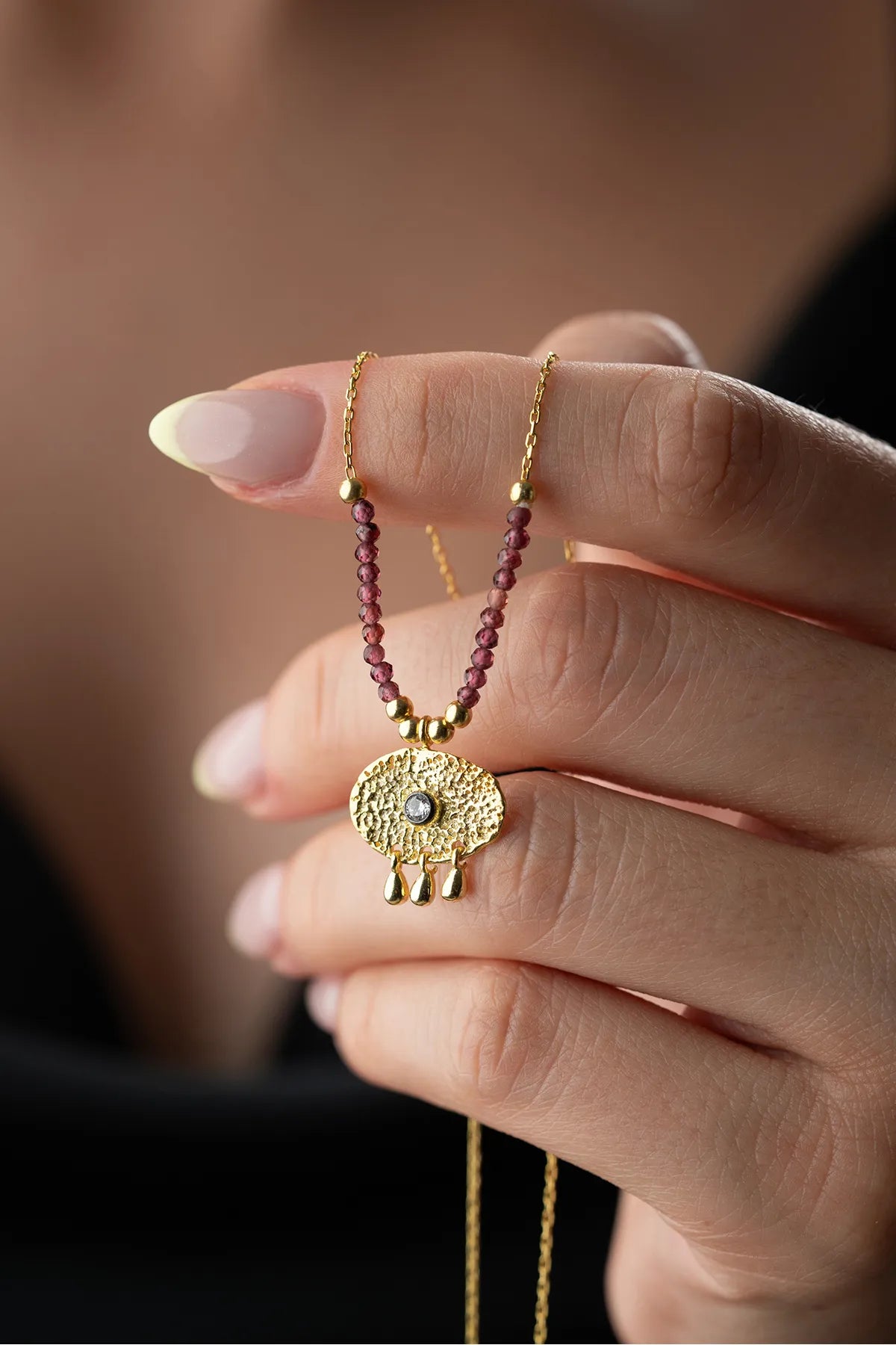 925 chaîne oculaire syrienne en argent sterling avec des perles