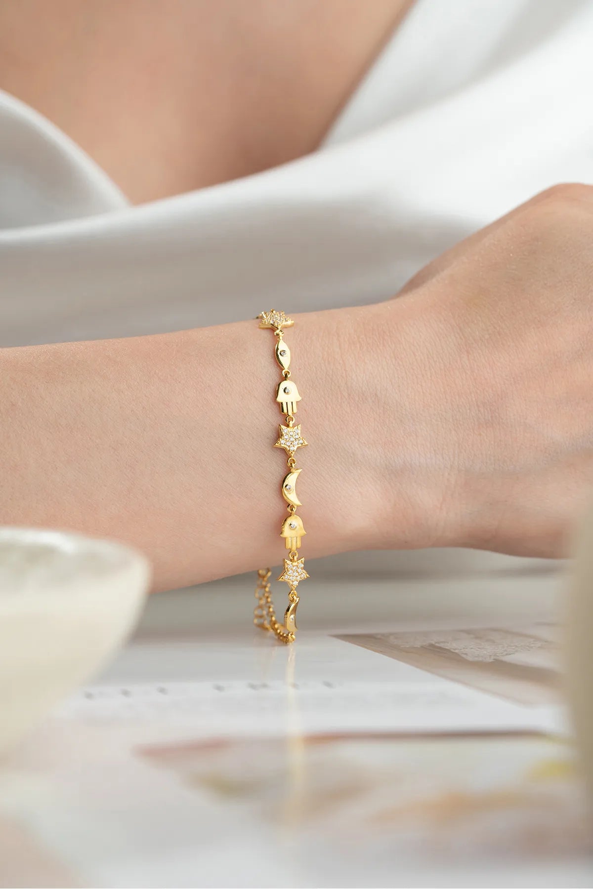 925 Bracelet en argent sterling en argent doré