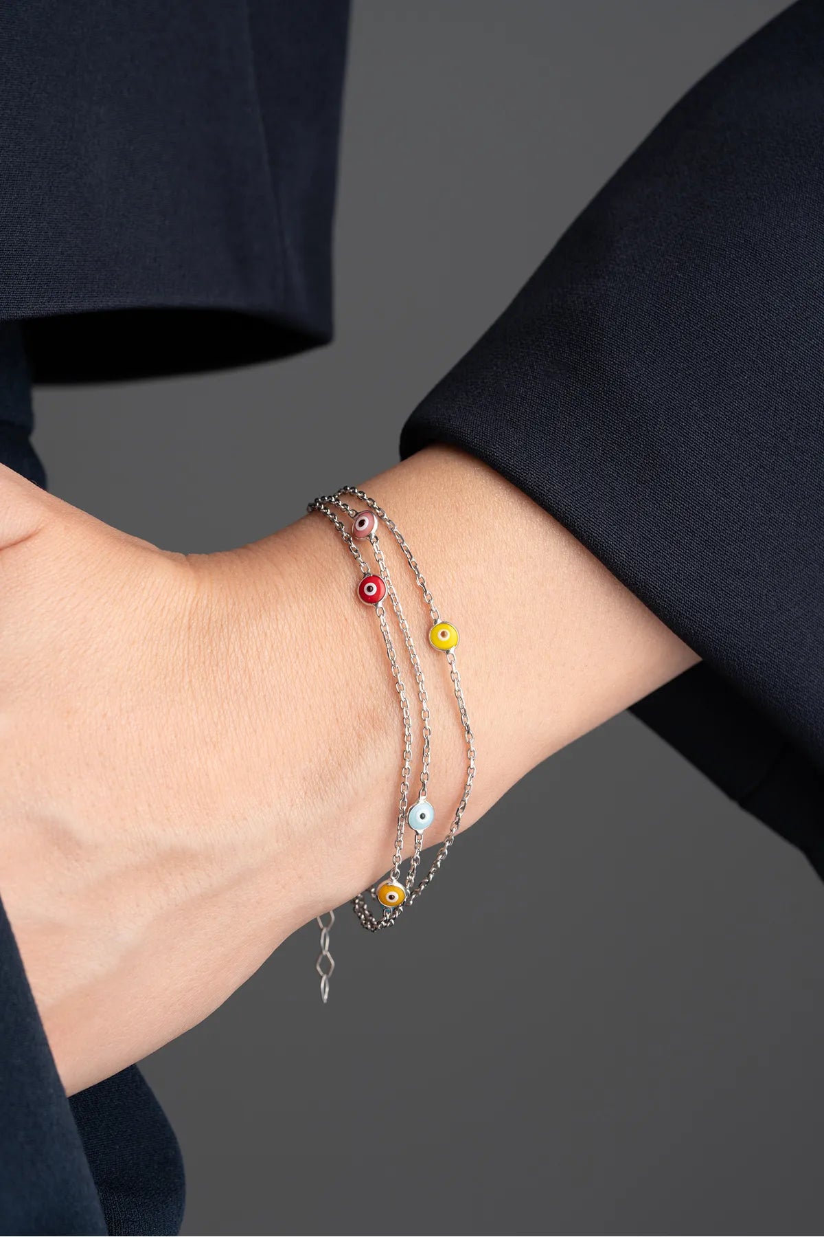 Bracelet pour les yeux en colère multi-colorant - 925 argent - aura bleu