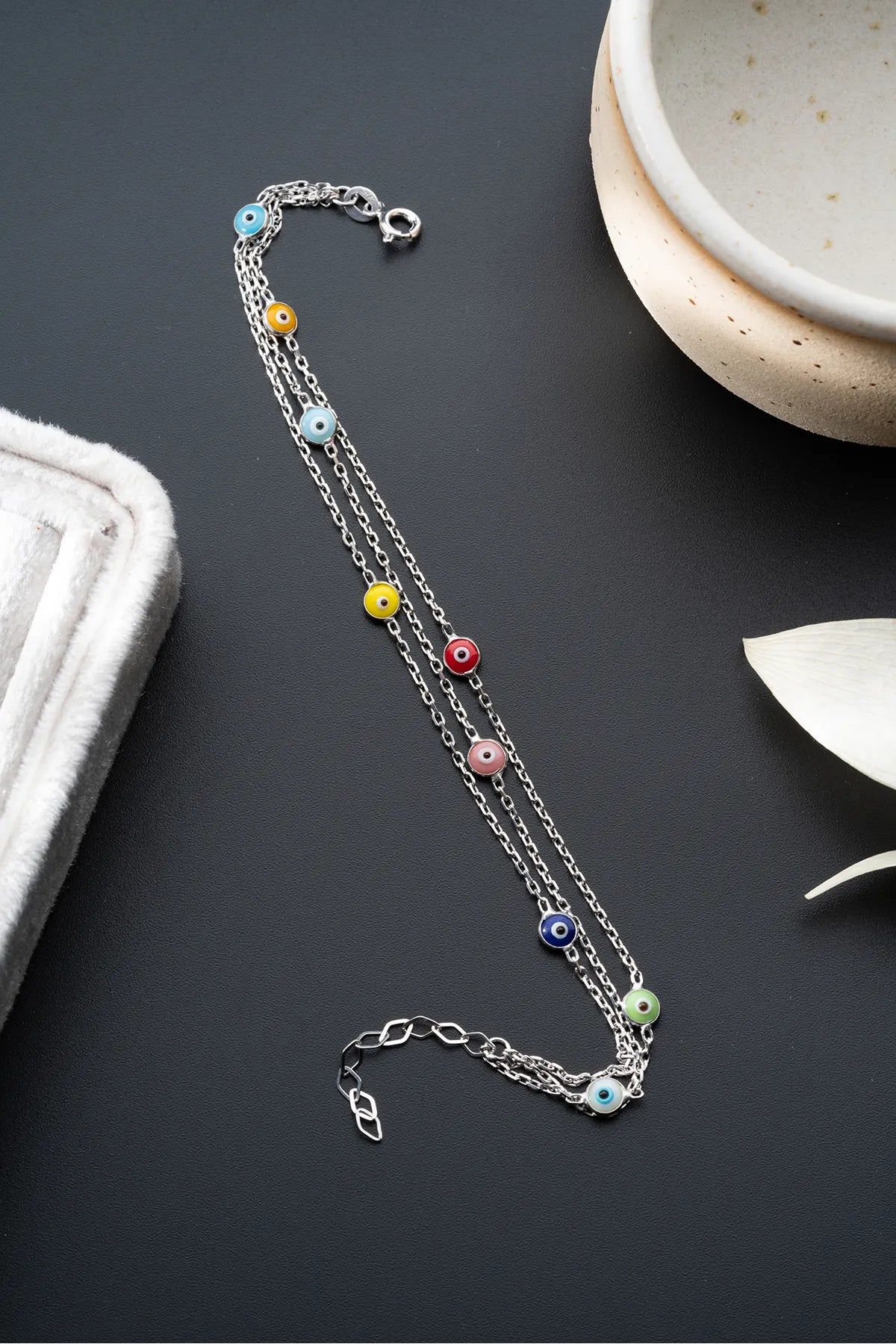 Bracelet pour les yeux en colère multi-colorant - 925 argent - aura bleu