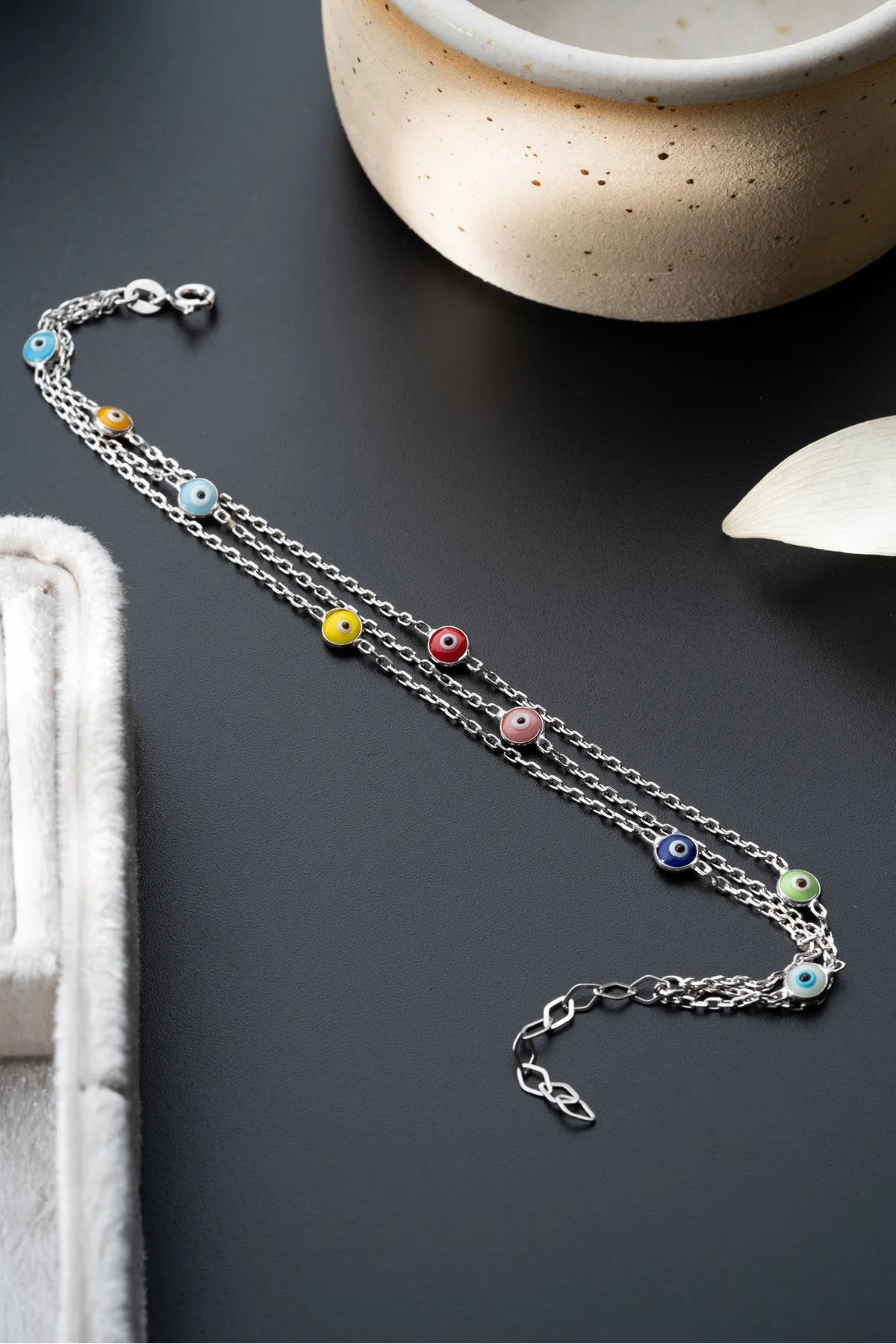 Bracelet pour les yeux en colère multi-colorant - 925 argent - aura bleu