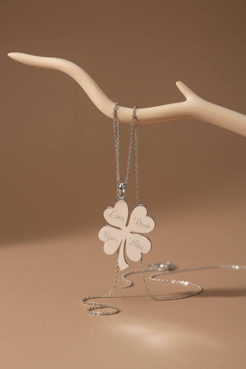 Trèfle personnalisé à quatre chaînes - 925 argent sterling