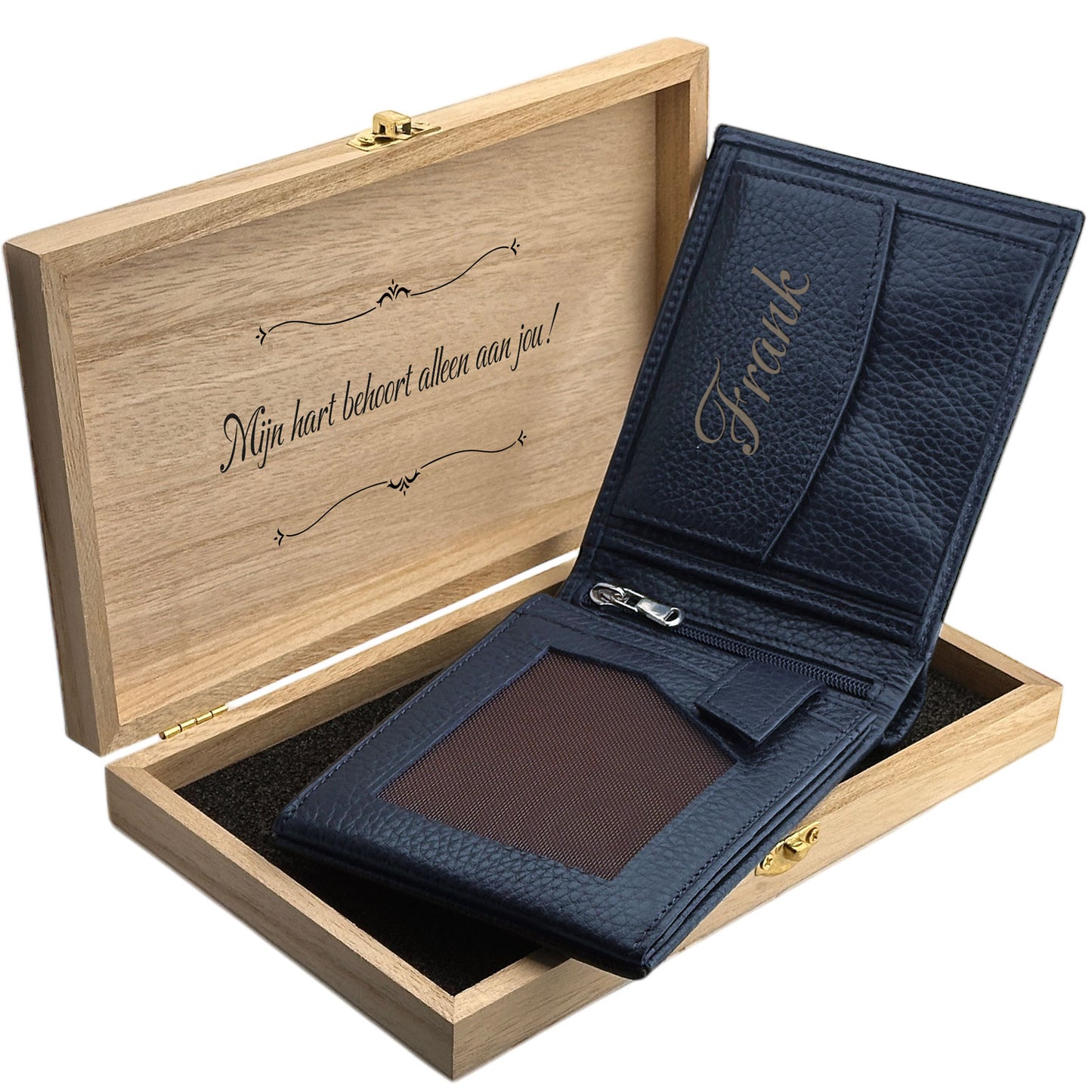 Portefeuille en cuir bleu foncé BLW050-L