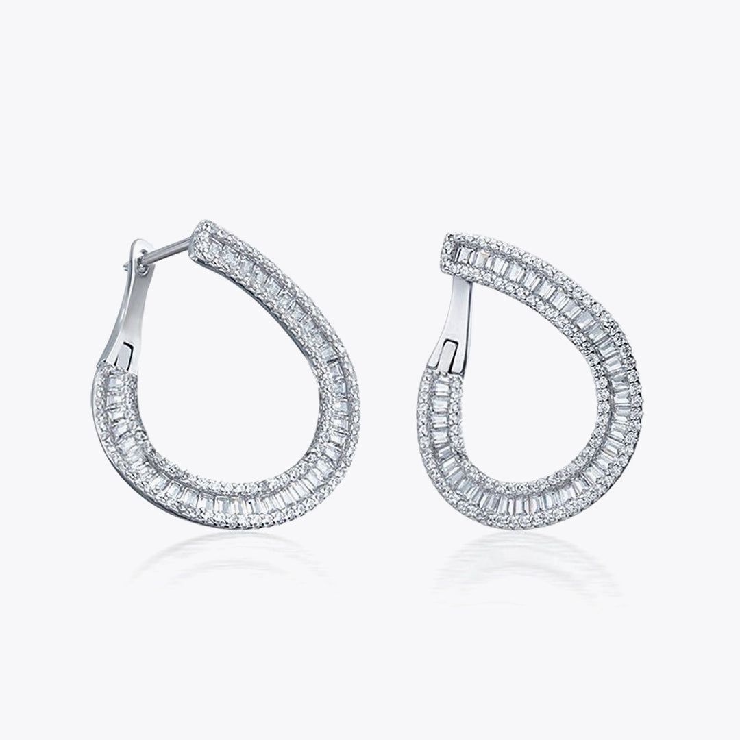 Boucles d'oreilles de luxe en argent 23x13 mm avec DMNK001 de la zircone blanche