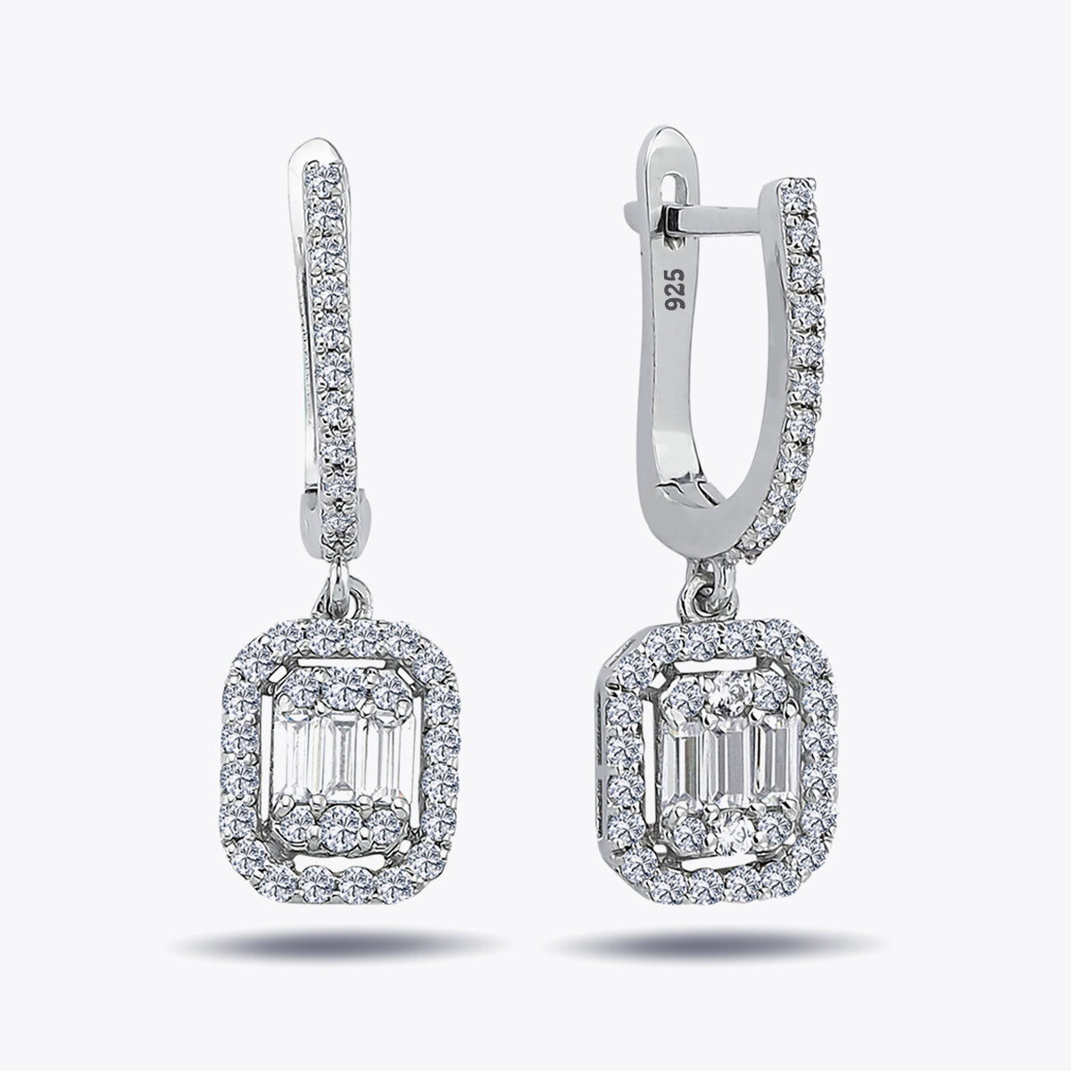 Boucles d'oreilles de luxe en argent avec DMNK002 de la zircone blanche