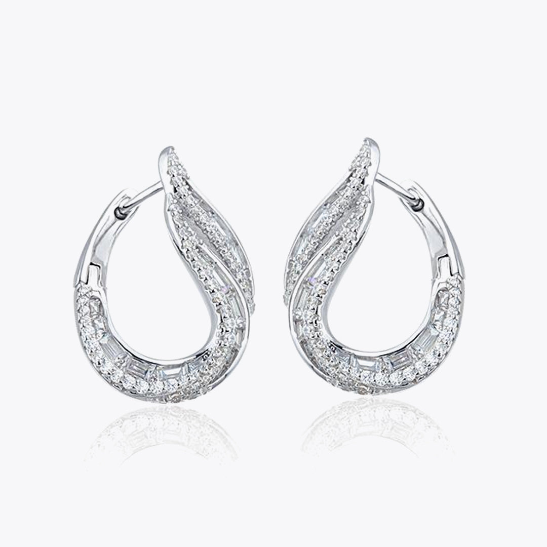 Boucles d'oreilles de luxe en argent 25x8,5 mm avec DMNK003 de la zircone blanche