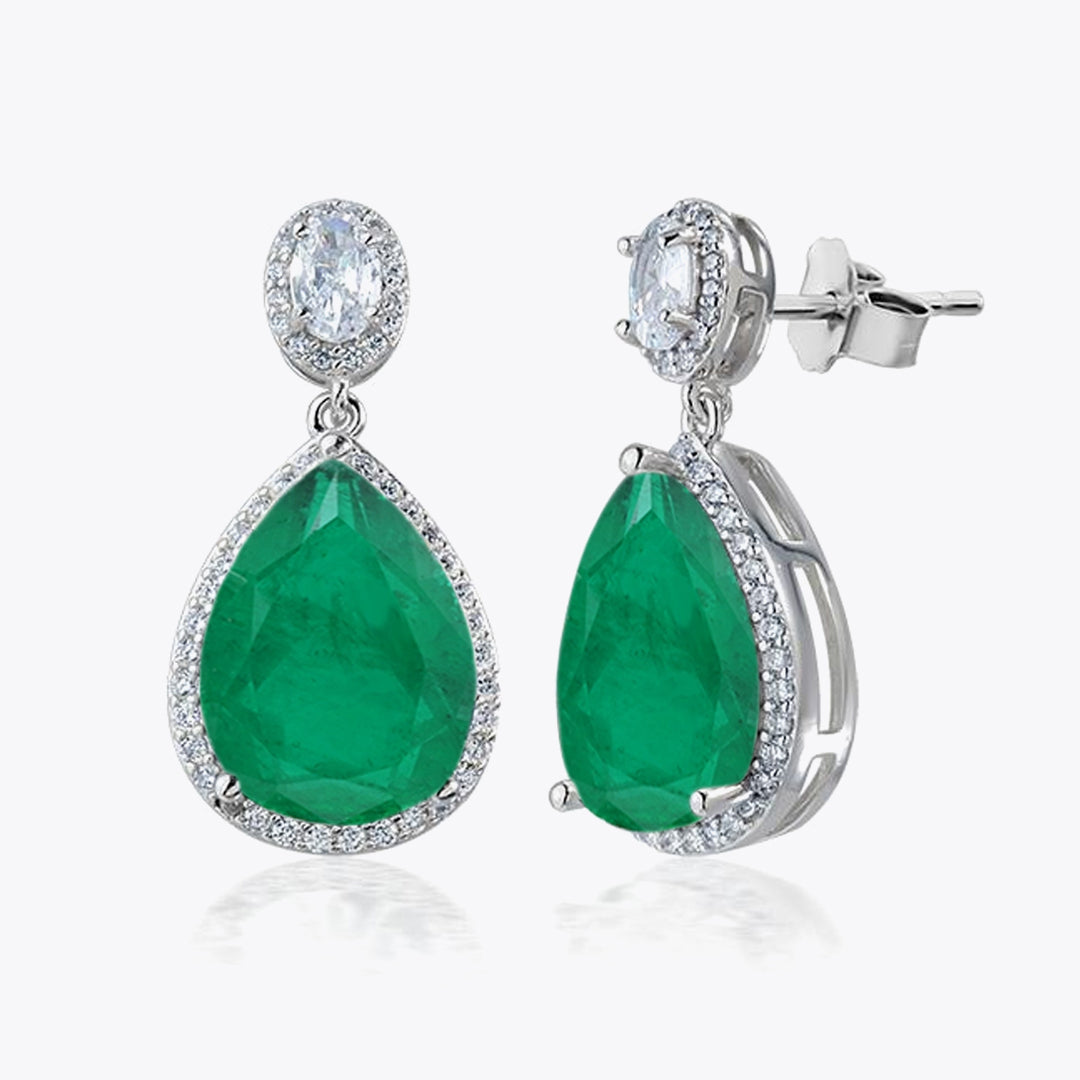 Boucles d'oreilles de luxe en argent avec DMNK006 de la zircone verte et blanche