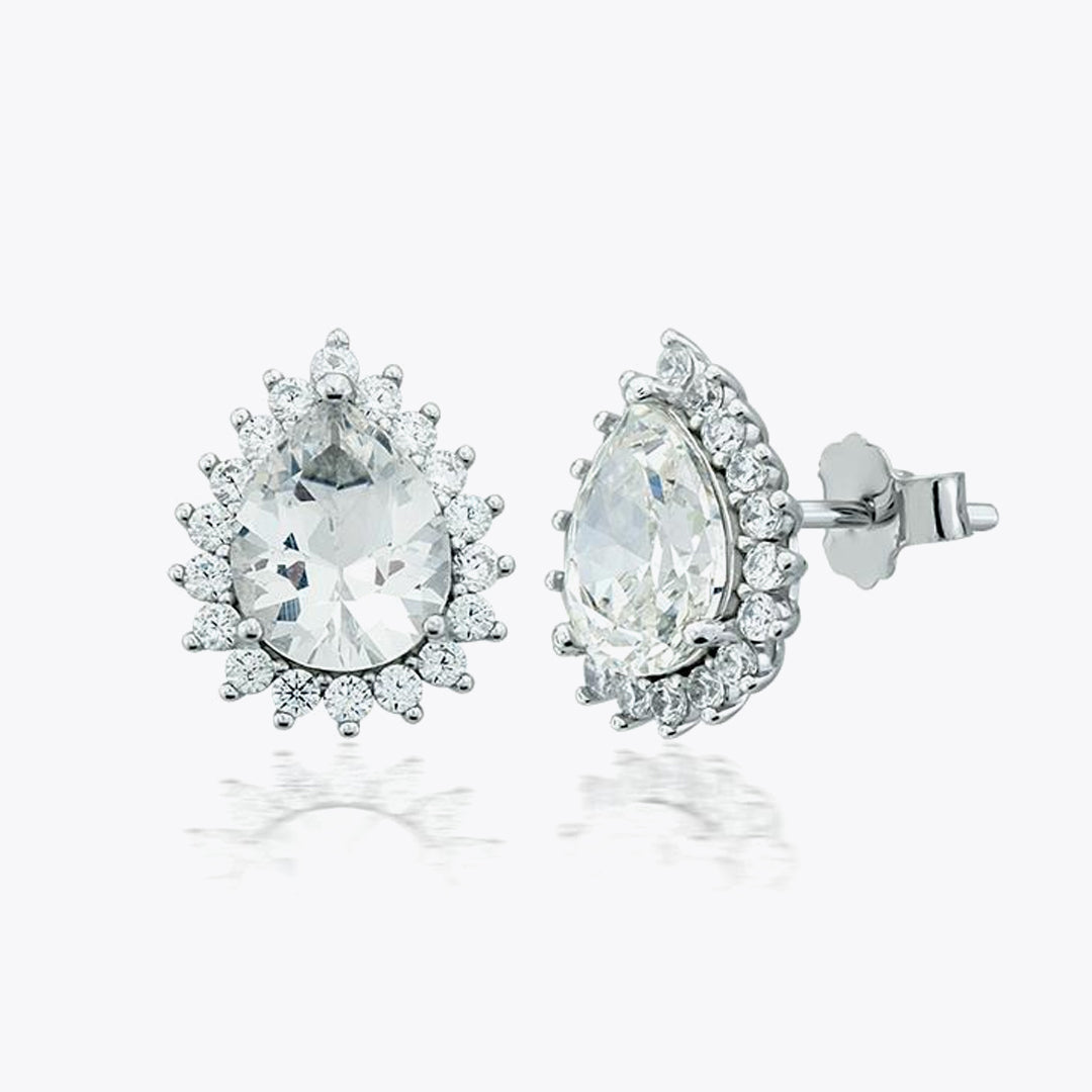 Les boucles d'oreilles de luxe en argent tombent avec le DMNK007 de la zircone blanche