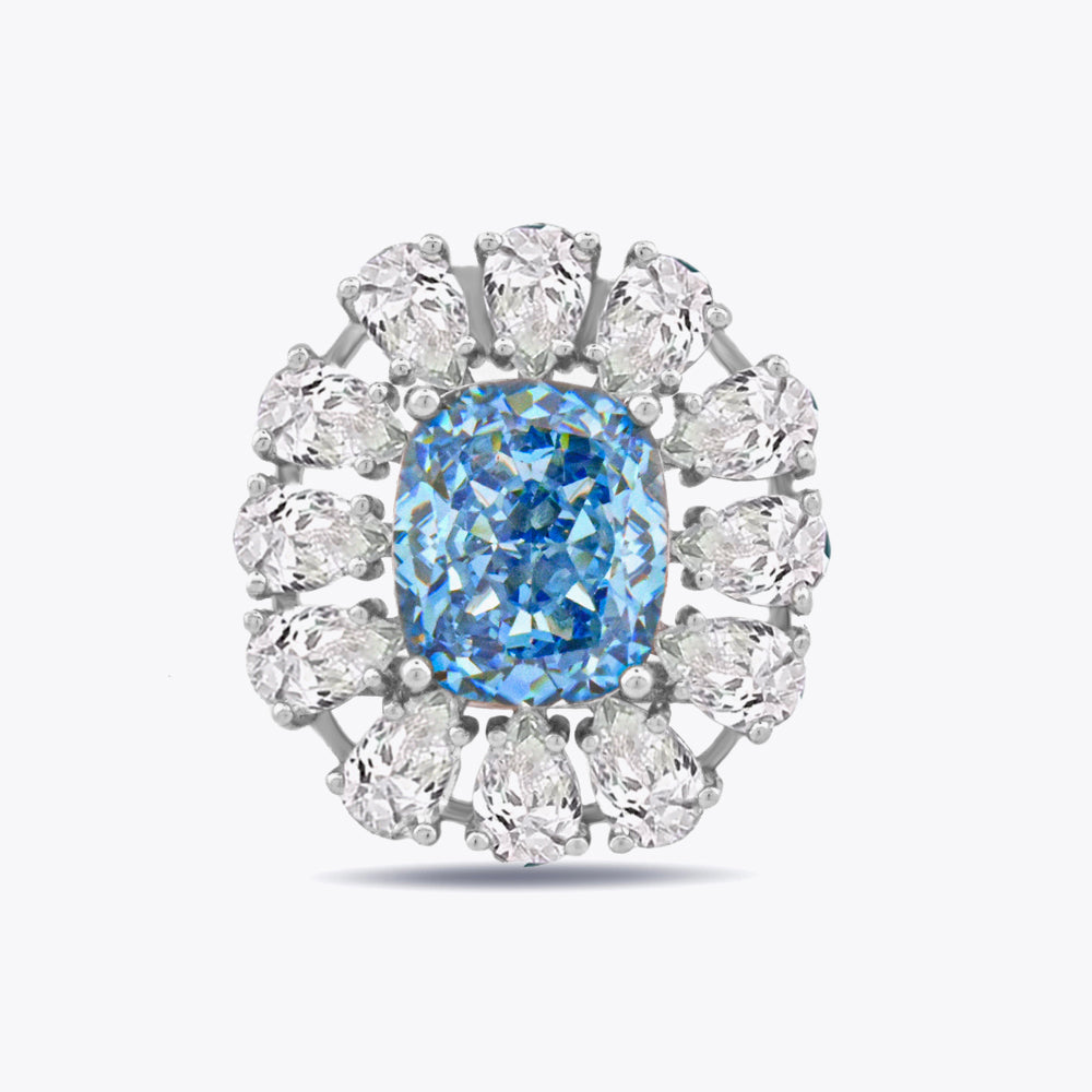 Boucles d'oreilles de luxe en argent avec DMNK011 de la zircone bleue et blanche